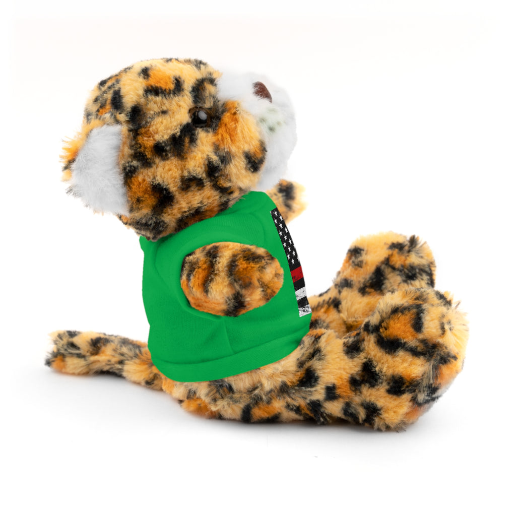 Kids Stuffed Animal with Thin Red line flag Tee