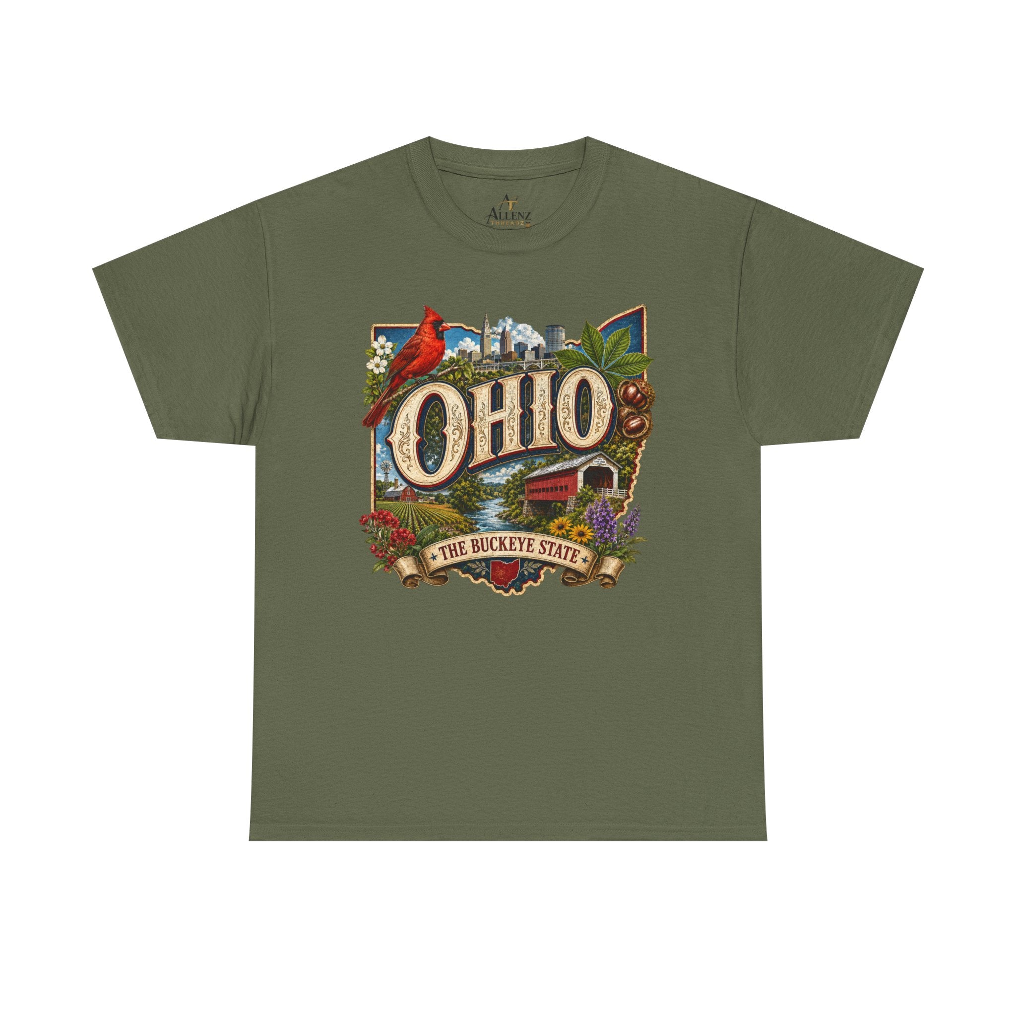Unisex Heavy Cotton Tee🍂 Ohio – The Heart of the Buckeye State 🌰🌾
