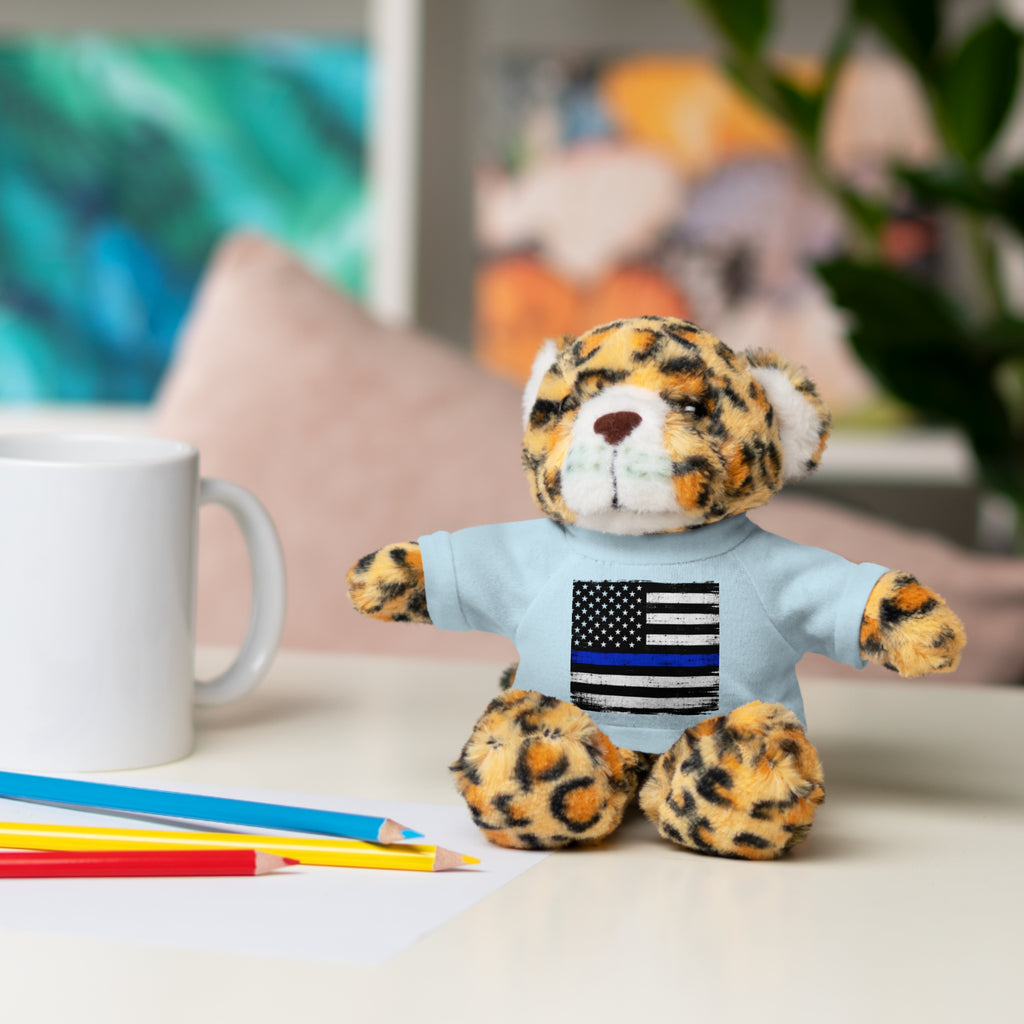 Kids Stuffed Animal with Thin Blue line flag Tee