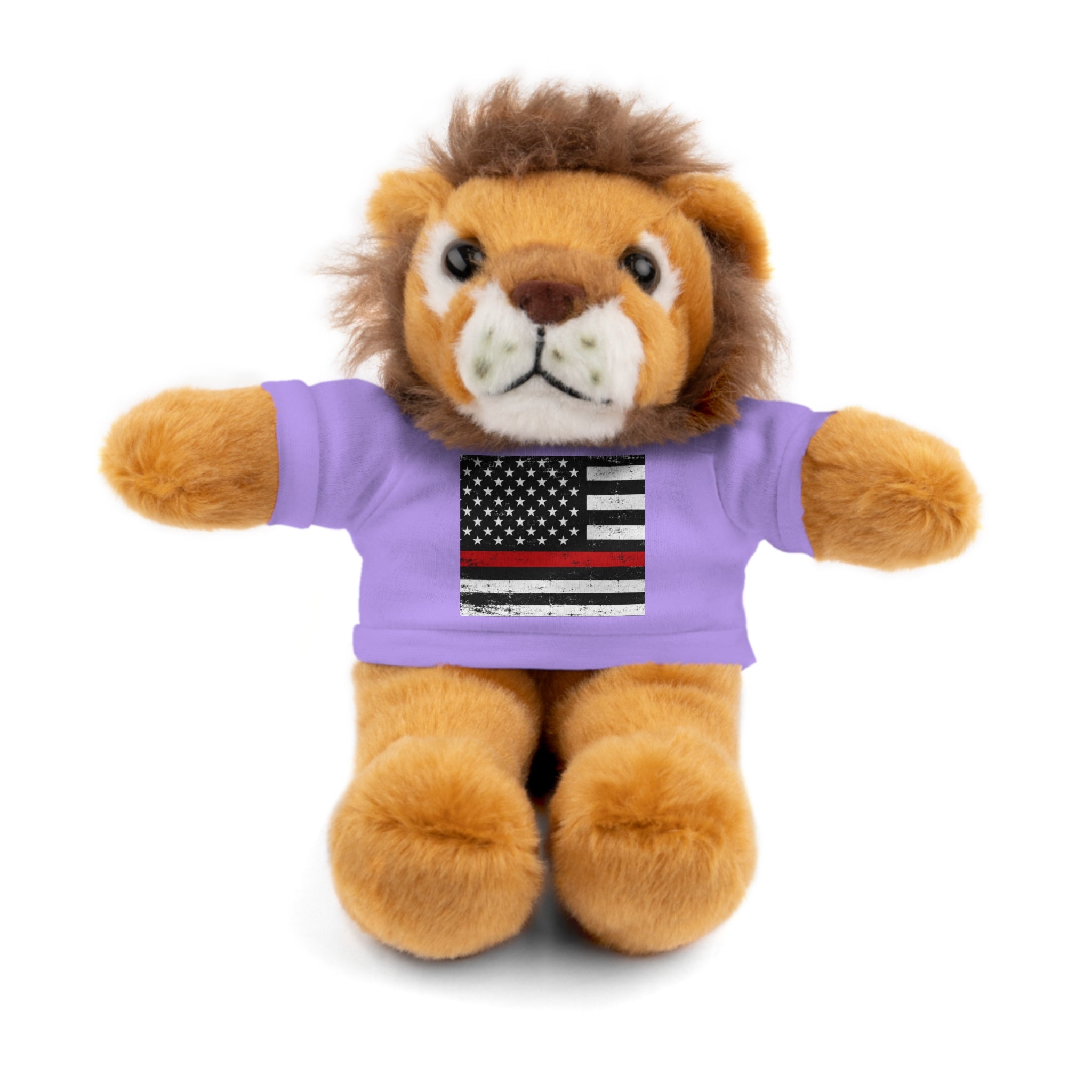 Kids Stuffed Animal with Thin Red line flag Tee