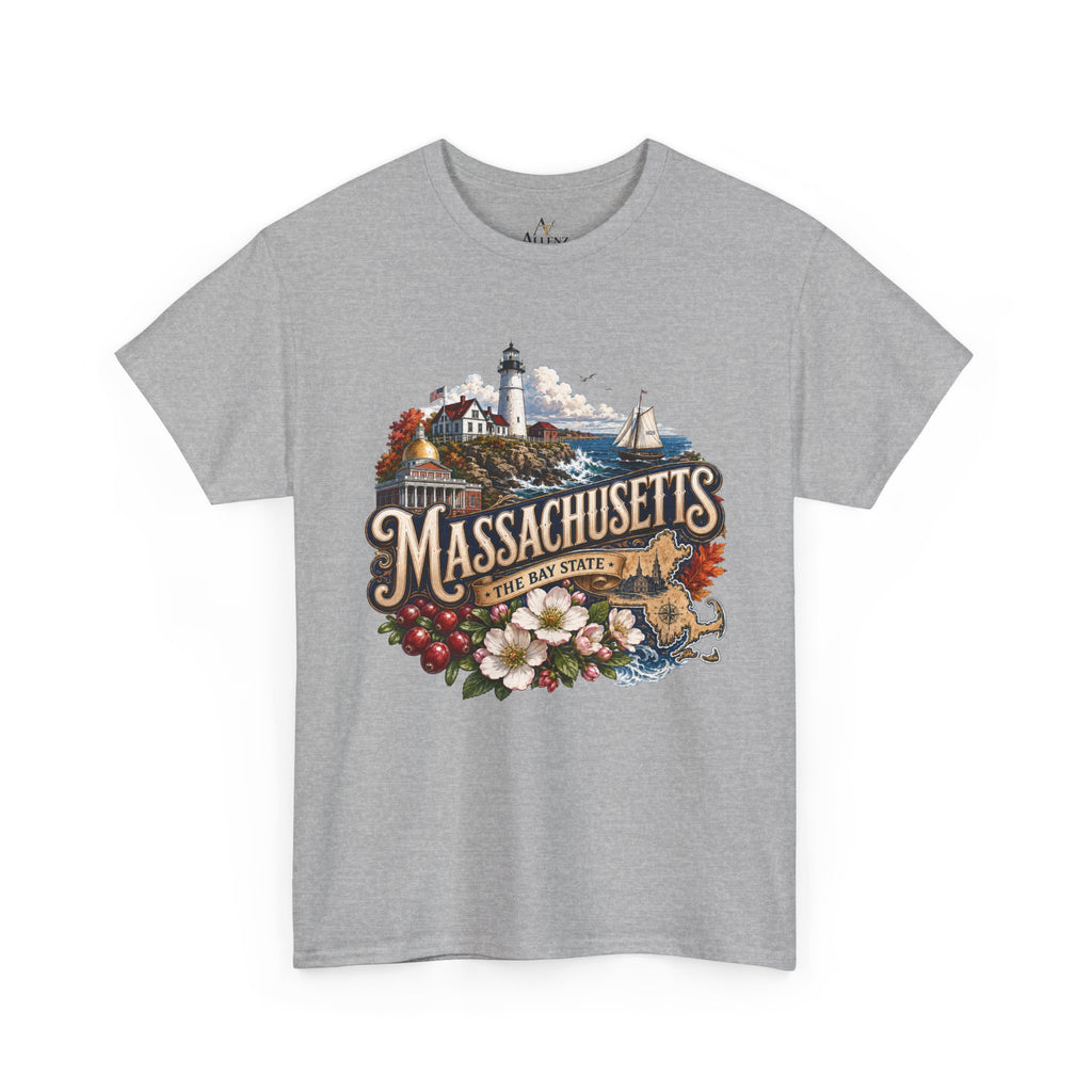 Unisex Heavy Cotton Tee ⚓ Massachusetts – Historic Coastal Pride