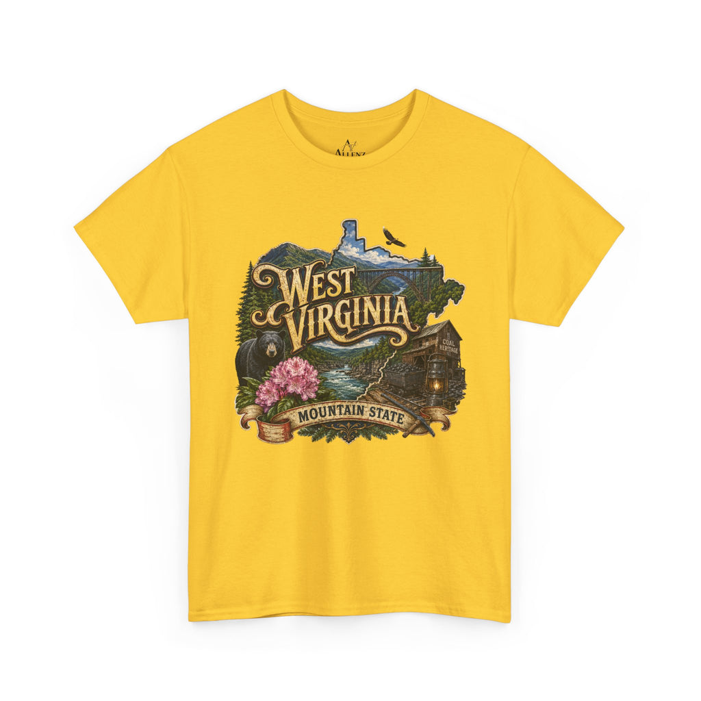 Unisex Heavy Cotton Tee🏔️🖤 West Virginia – Wild and Wonderful Mountain State ⛏️🐻