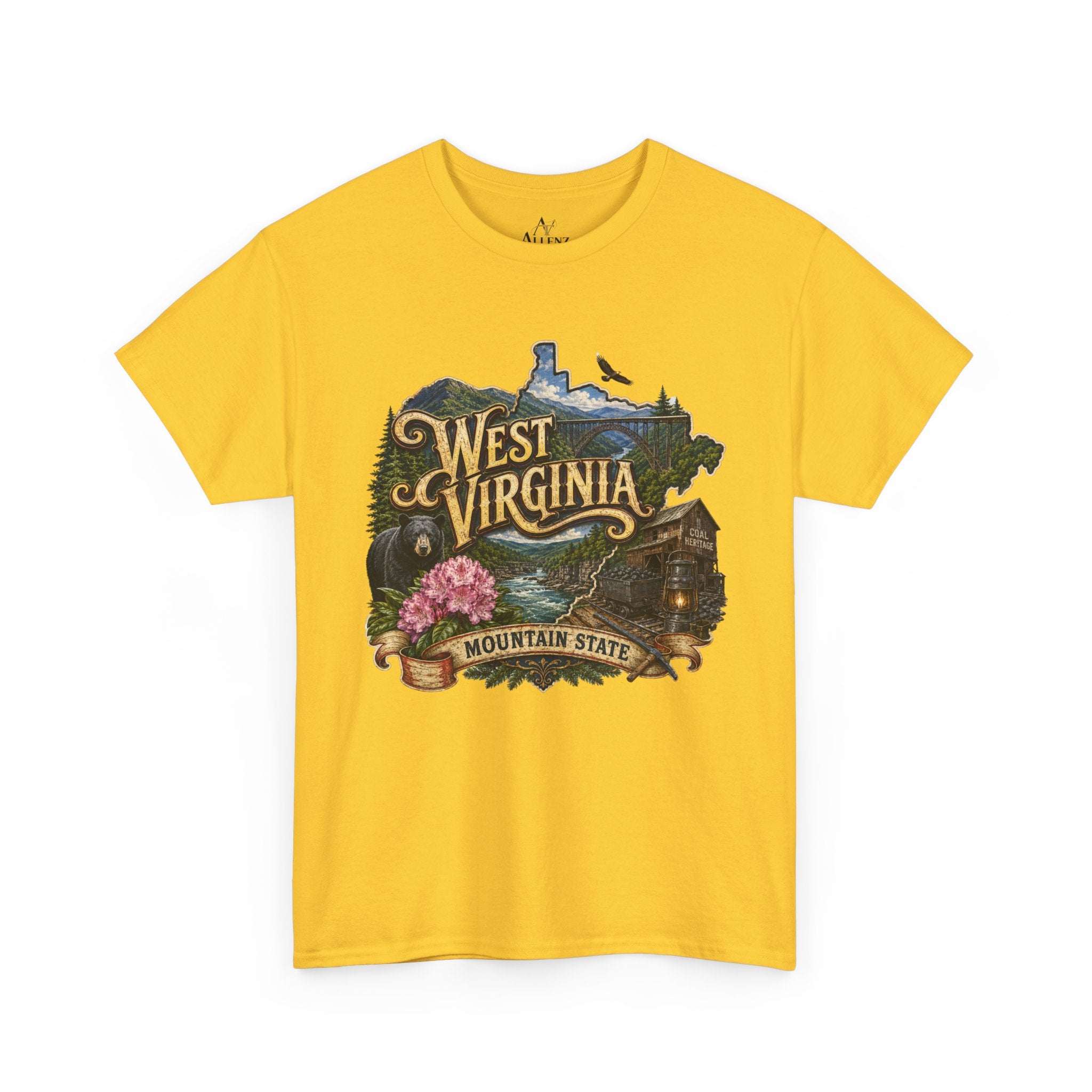Unisex Heavy Cotton Tee🏔️🖤 West Virginia – Wild and Wonderful Mountain State ⛏️🐻