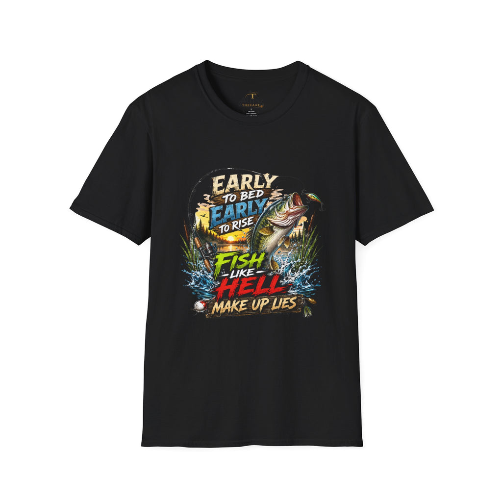 Early To Bed Fishing Unisex Softstyle T-Shirt