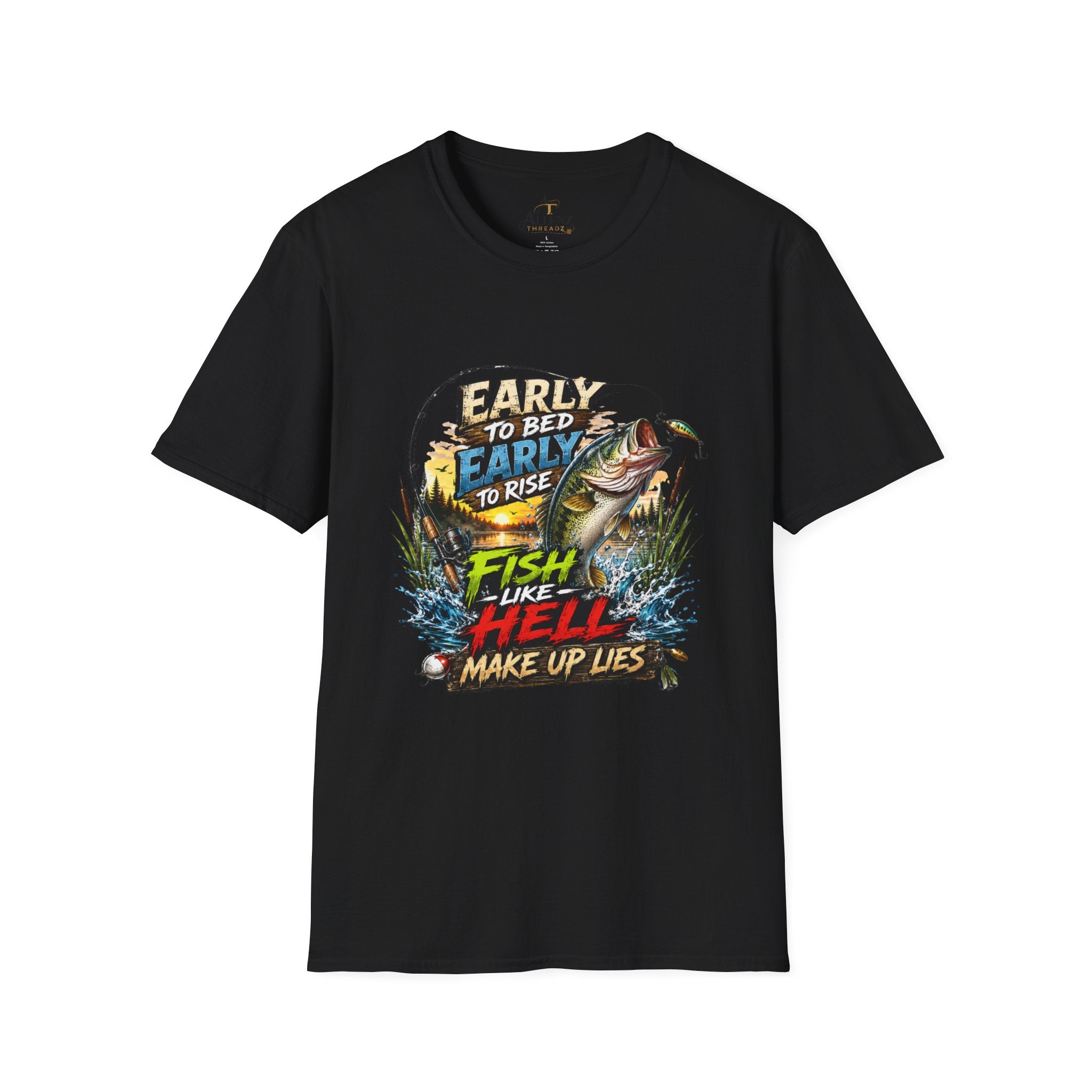 Early To Bed Fishing Unisex Softstyle T-Shirt