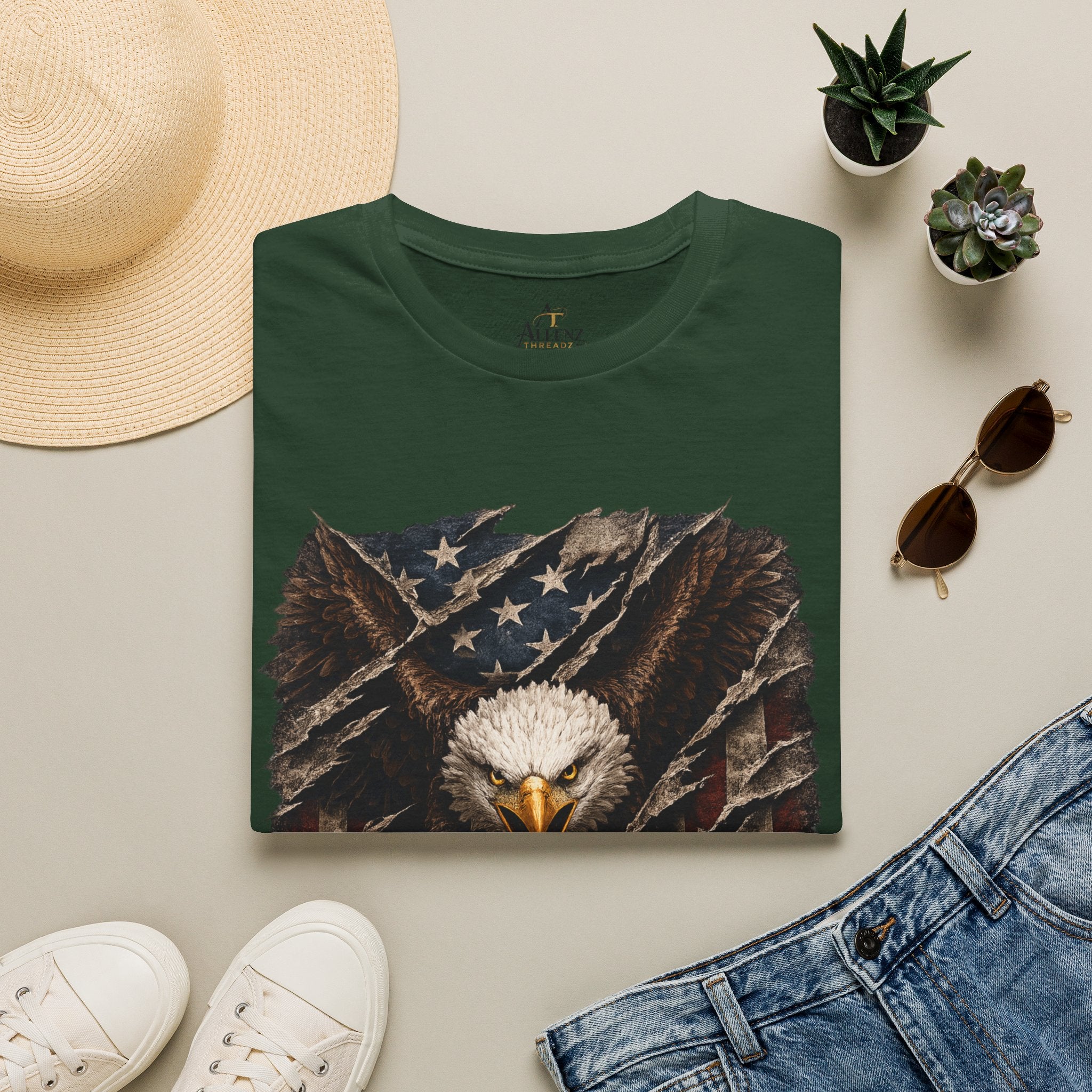 Eagle and Tattered American Flag T-Shirt