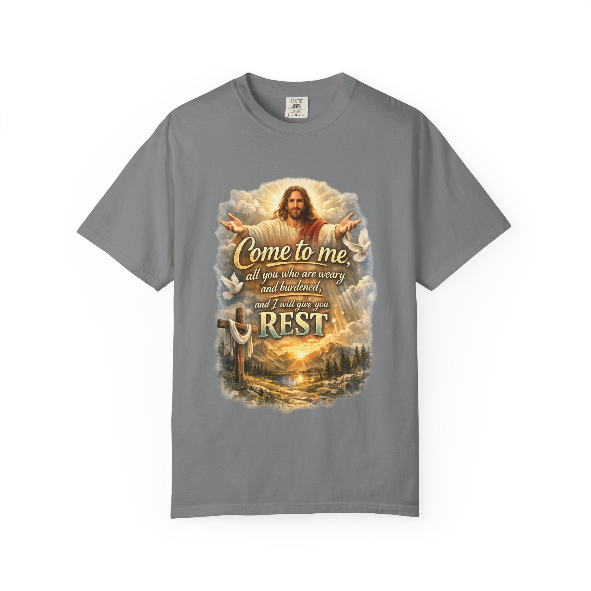 Come to Me Christian T-Shirt — "Come to me... and I will give you REST" Religious Faith Tee