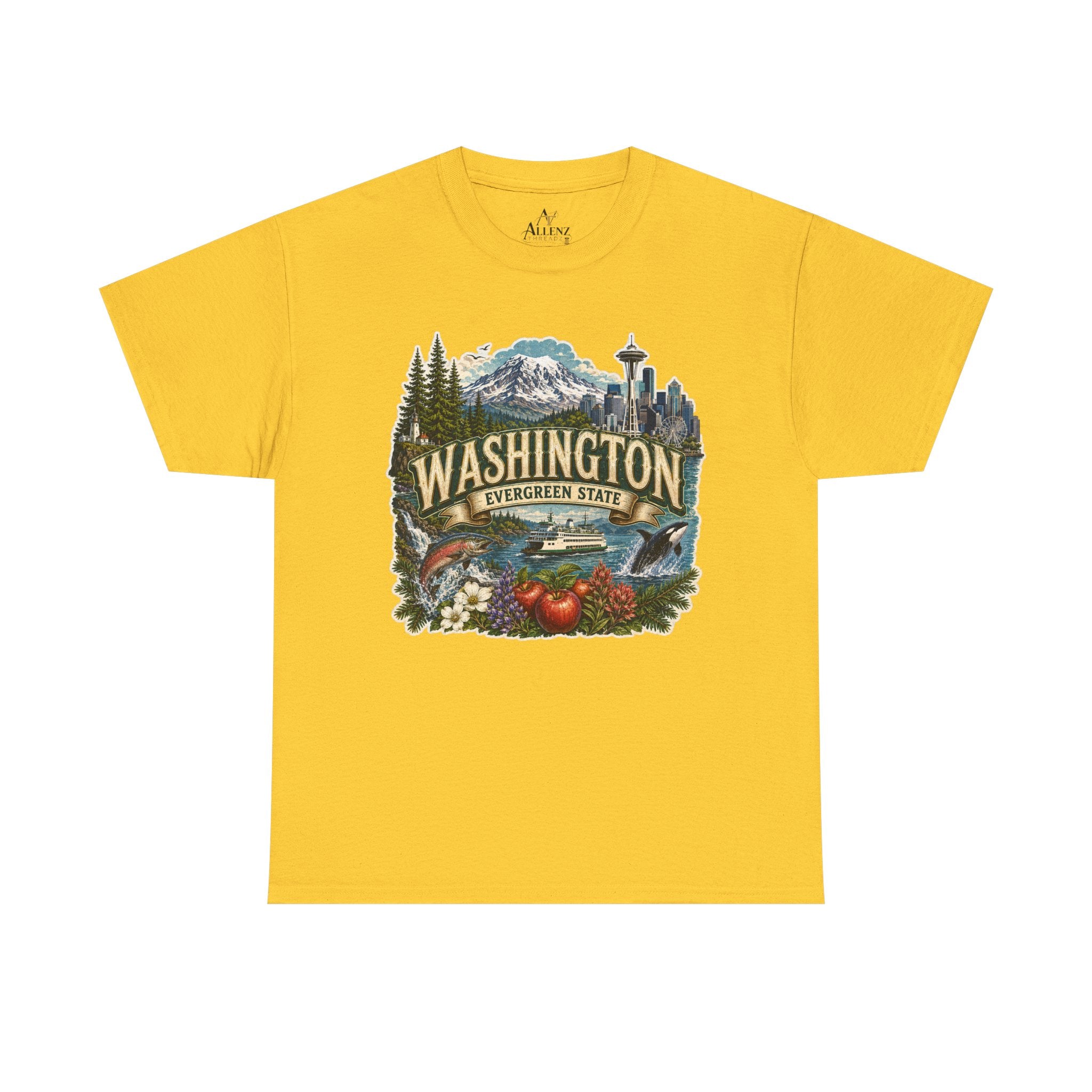 Unisex Heavy Cotton Tee🌲🏔️ Washington – Spirit of the Evergreen State 🚢🐋