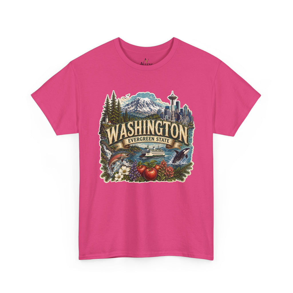 Unisex Heavy Cotton Tee🌲🏔️ Washington – Spirit of the Evergreen State 🚢🐋