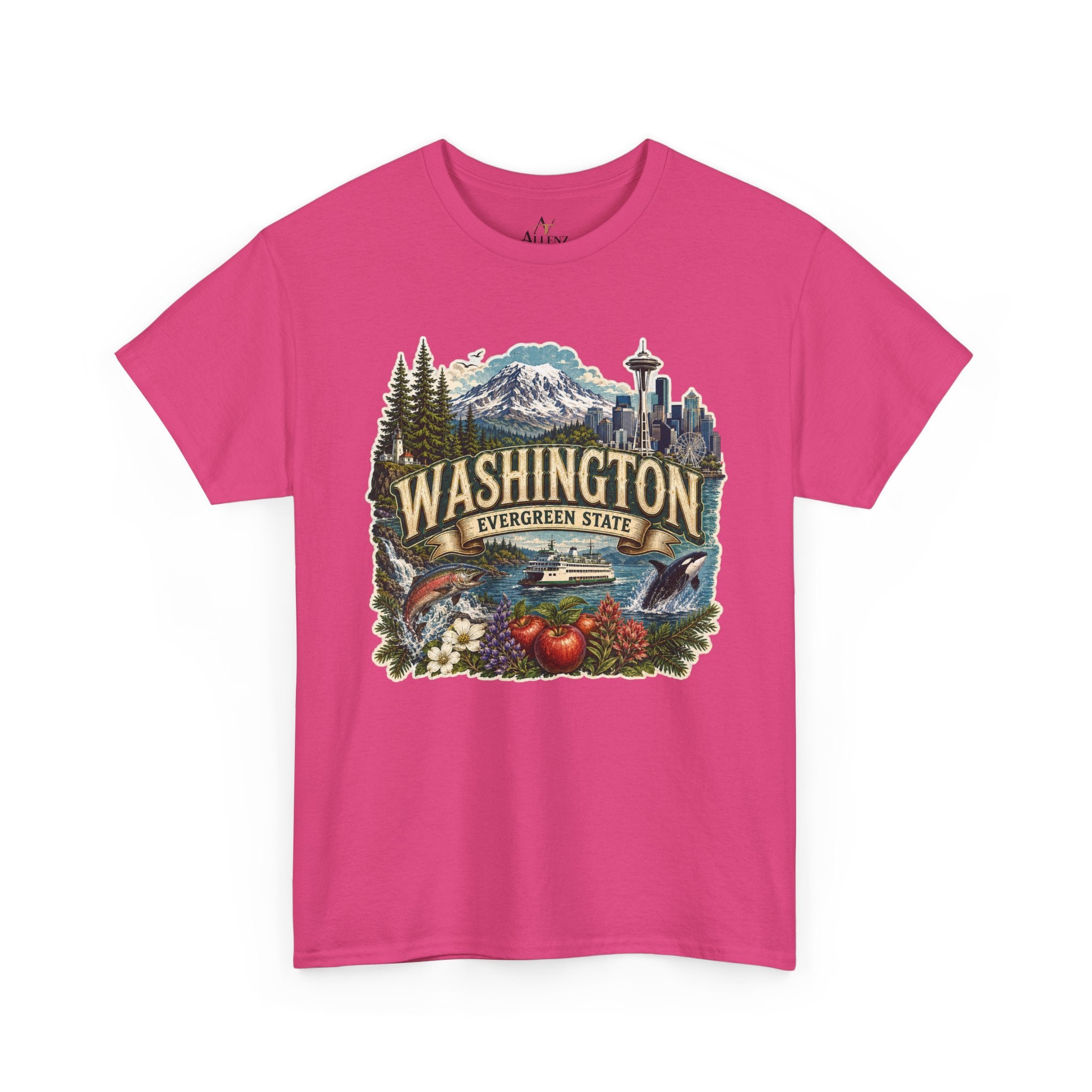 Unisex Heavy Cotton Tee🌲🏔️ Washington – Spirit of the Evergreen State 🚢🐋