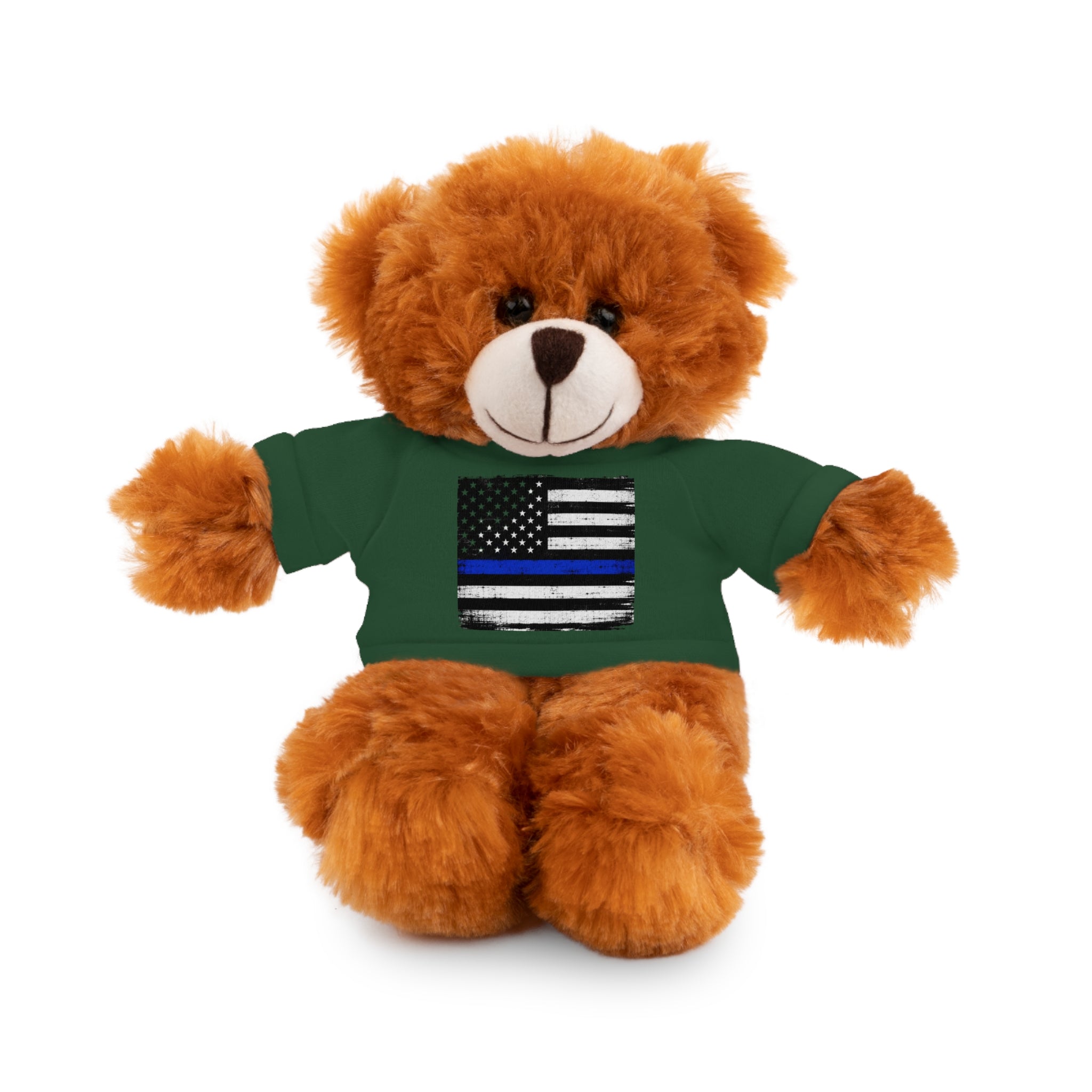 Kids Stuffed Animal with Thin Blue line flag Tee