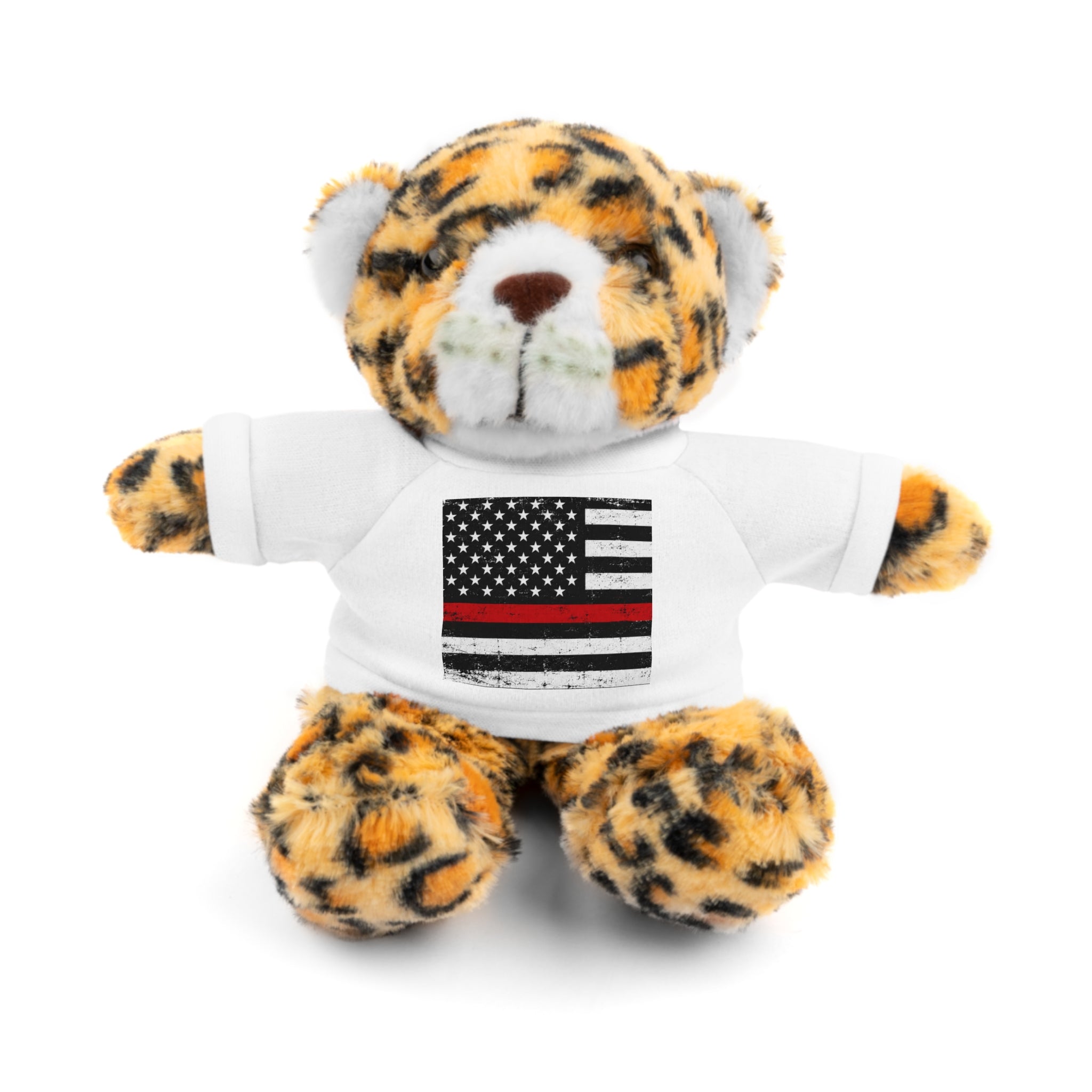 Kids Stuffed Animal with Thin Red line flag Tee