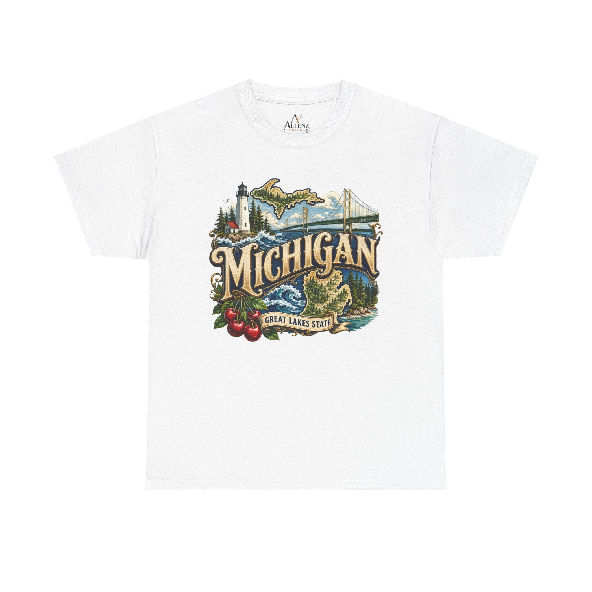 Unisex Heavy Cotton Tee🌊 Michigan – Great Lakes Beauty and Northern Adventure 🌊