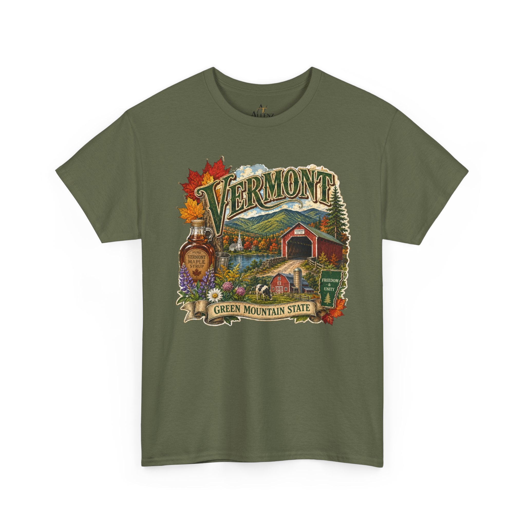 Unisex Heavy Cotton Tee🍁🏔️ Vermont – Beauty of the Green Mountain State 🍁🚜