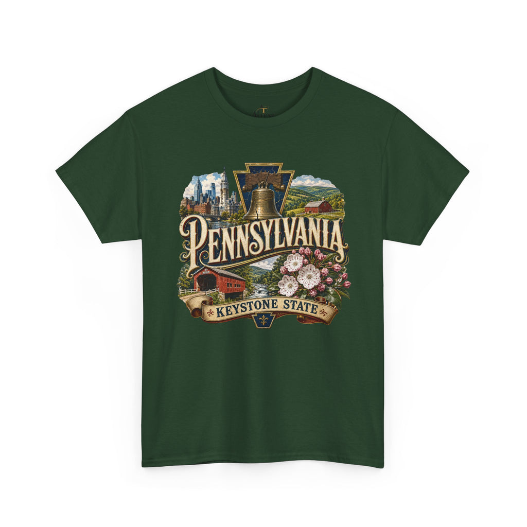 Unisex Heavy Cotton Tee🛎️ Pennsylvania – Pride of the Keystone State 🌄