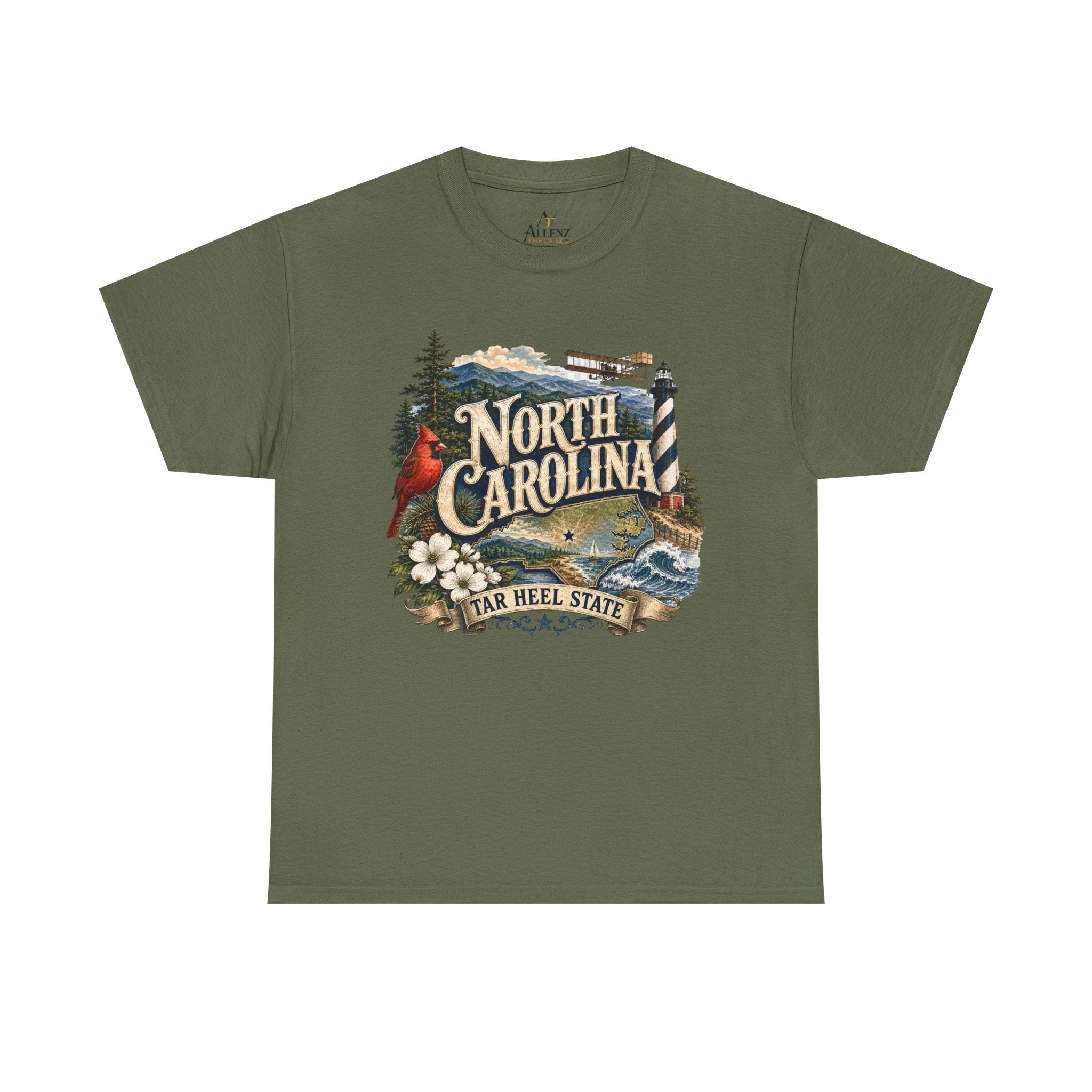 Unisex Heavy Cotton Tee🌲 North Carolina – Coastal Beauty and Mountain Adventure 🌊✈️
