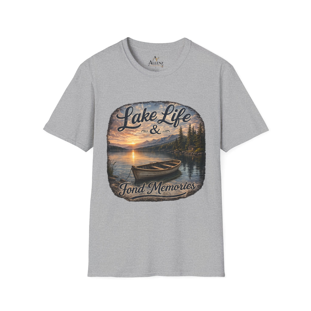 Lake Life T-Shirt — Scenic Sunrise Boat 'Lake Life & Fond Memories'