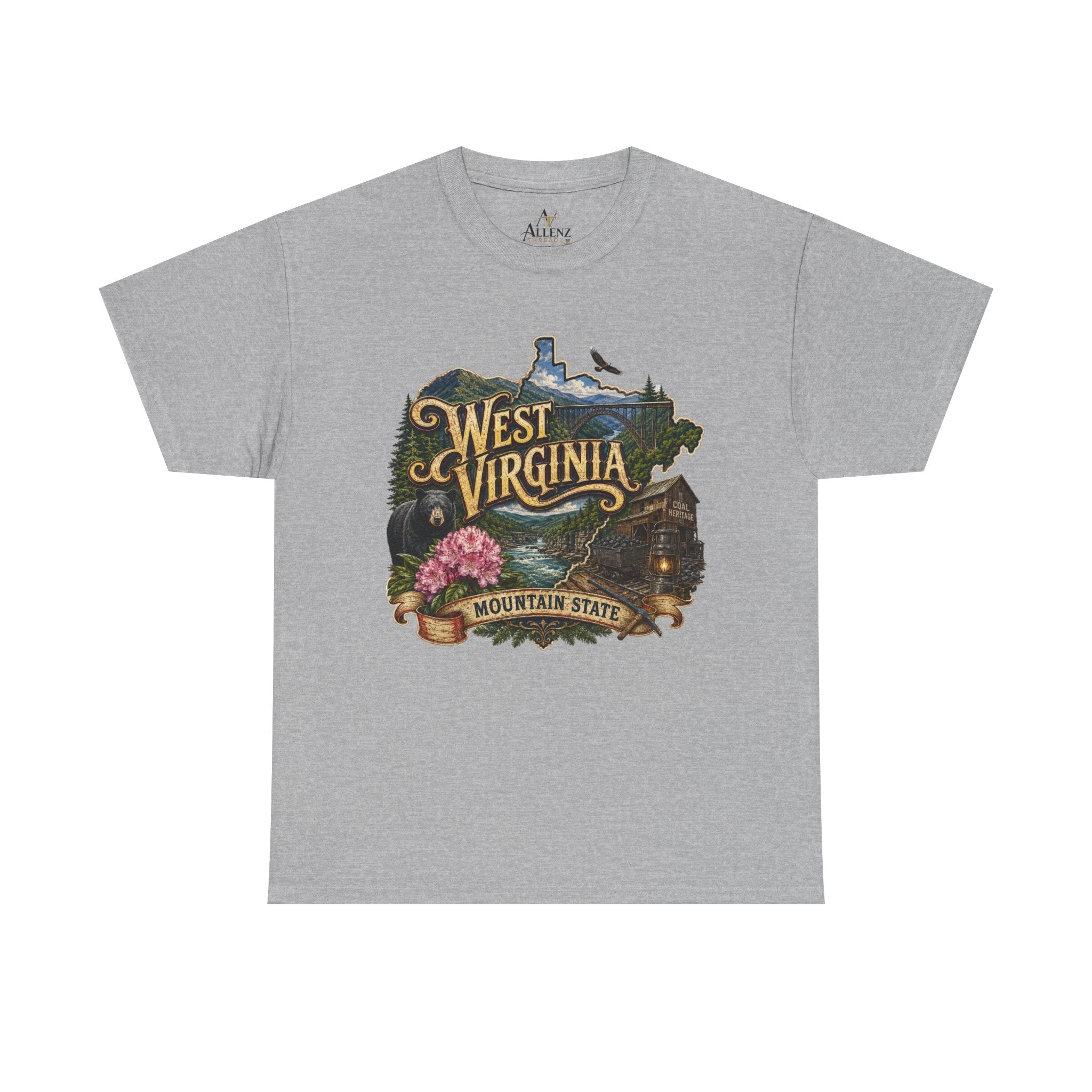 Unisex Heavy Cotton Tee🏔️🖤 West Virginia – Wild and Wonderful Mountain State ⛏️🐻