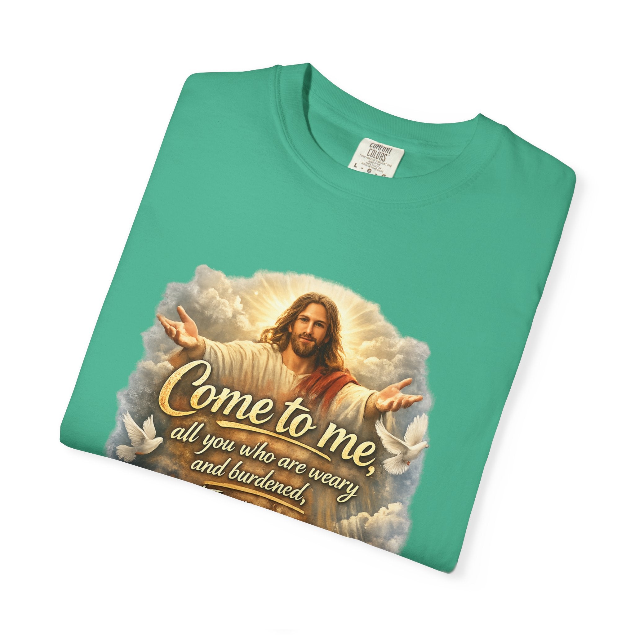 Come to Me Christian T-Shirt — "Come to me... and I will give you REST" Religious Faith Tee