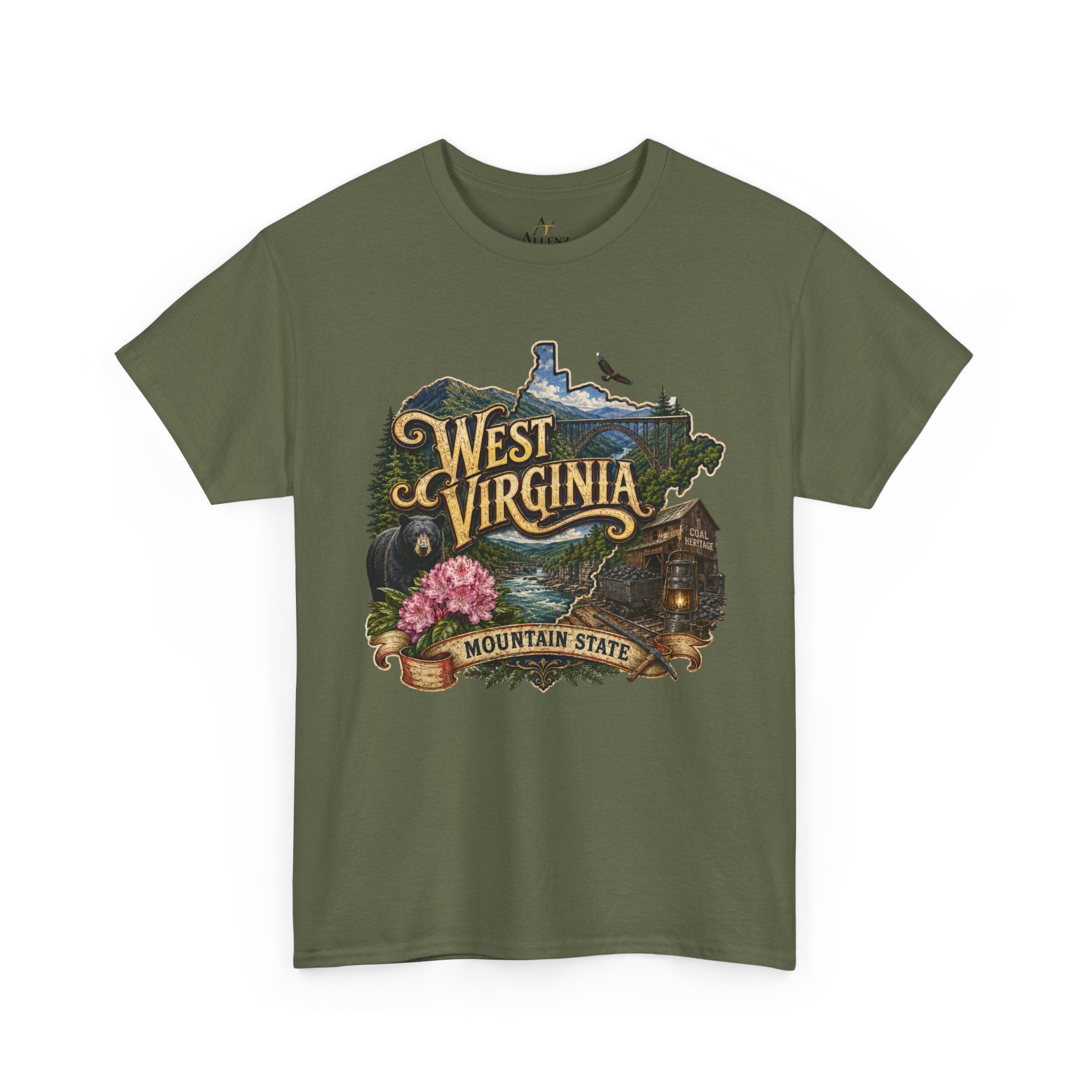 Unisex Heavy Cotton Tee🏔️🖤 West Virginia – Wild and Wonderful Mountain State ⛏️🐻