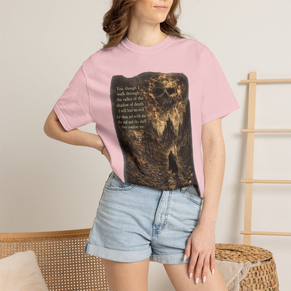 Skull Cavern Gothic T-Shirt — 'You…walk through the valley of the shadow of death' Graphic Tee