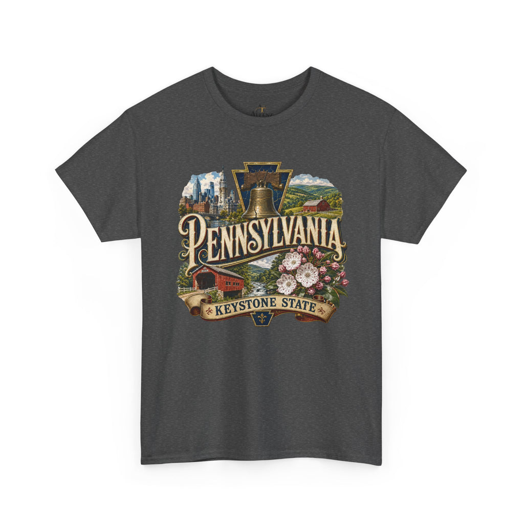 Unisex Heavy Cotton Tee🛎️ Pennsylvania – Pride of the Keystone State 🌄