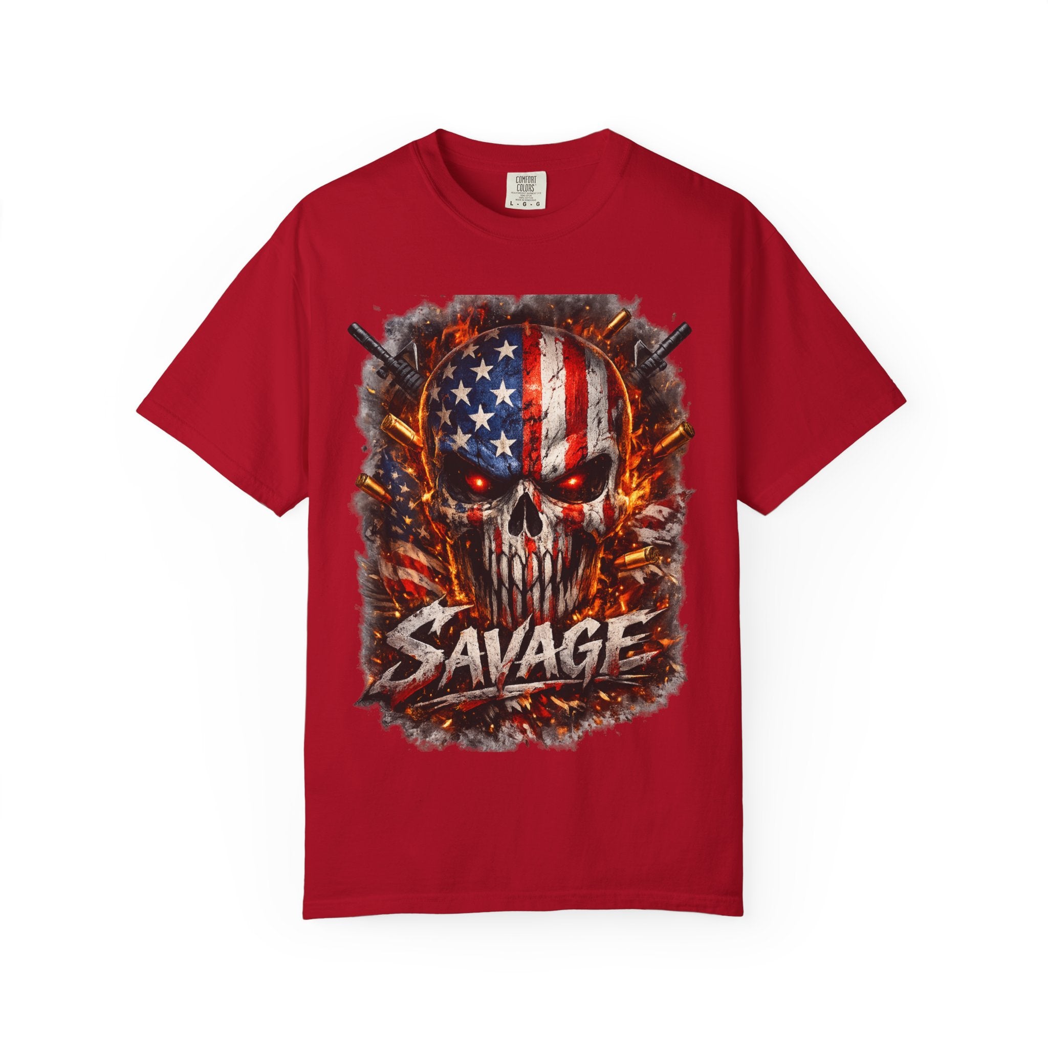 American Flag Skull 'Savage' Graphic T-Shirt
