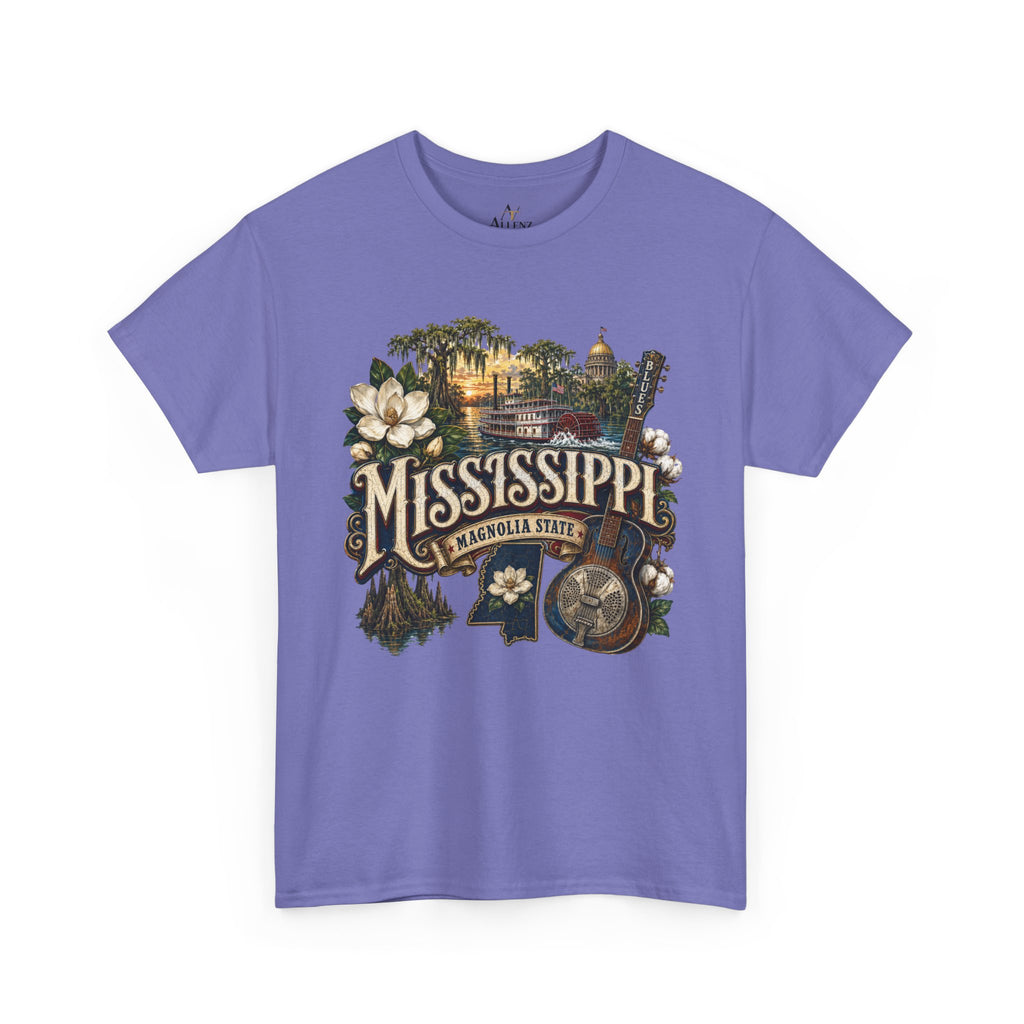 Unisex Heavy Cotton Tee🎸 Mississippi – Southern Soul and Magnolia State Pride 🎸