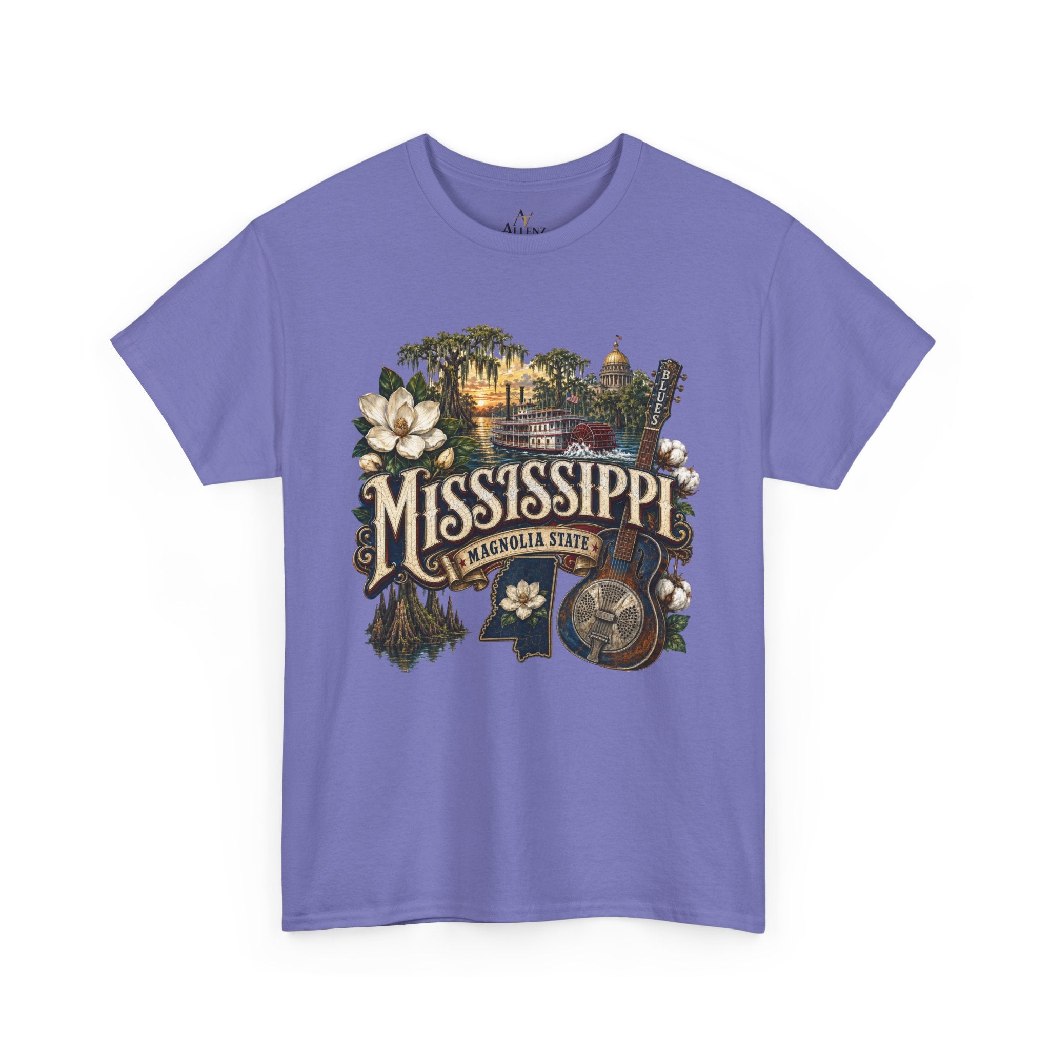 Unisex Heavy Cotton Tee🎸 Mississippi – Southern Soul and Magnolia State Pride 🎸