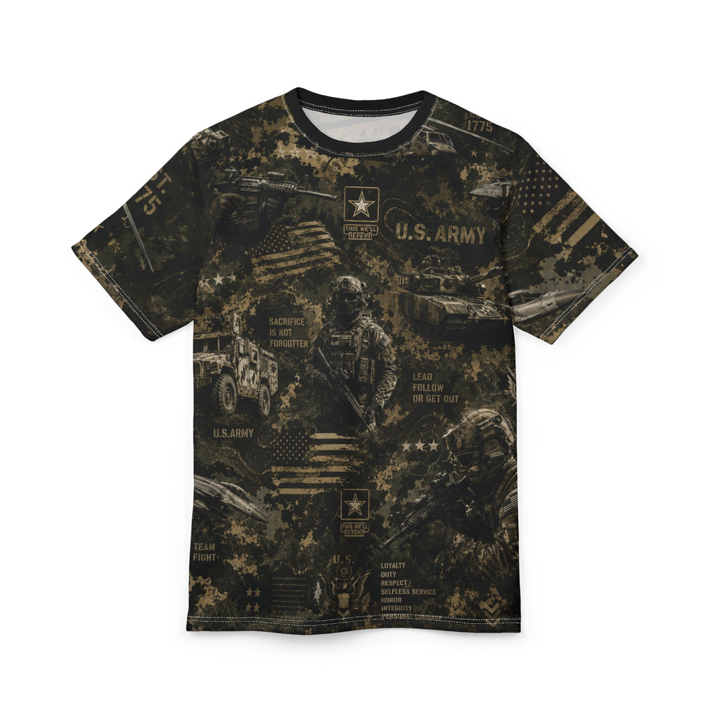 Unisex Cut and Sew Tee (AOP) ARMY