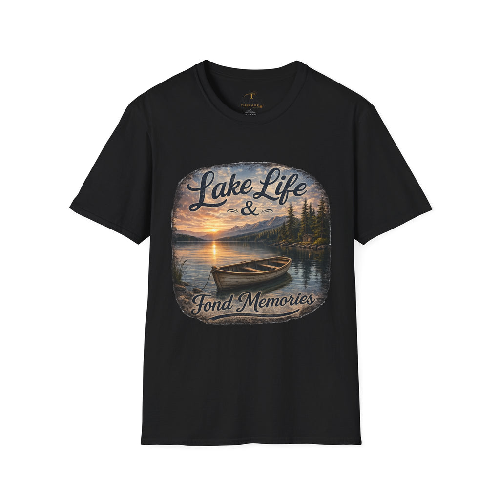 Lake Life T-Shirt — Scenic Sunrise Boat 'Lake Life & Fond Memories'