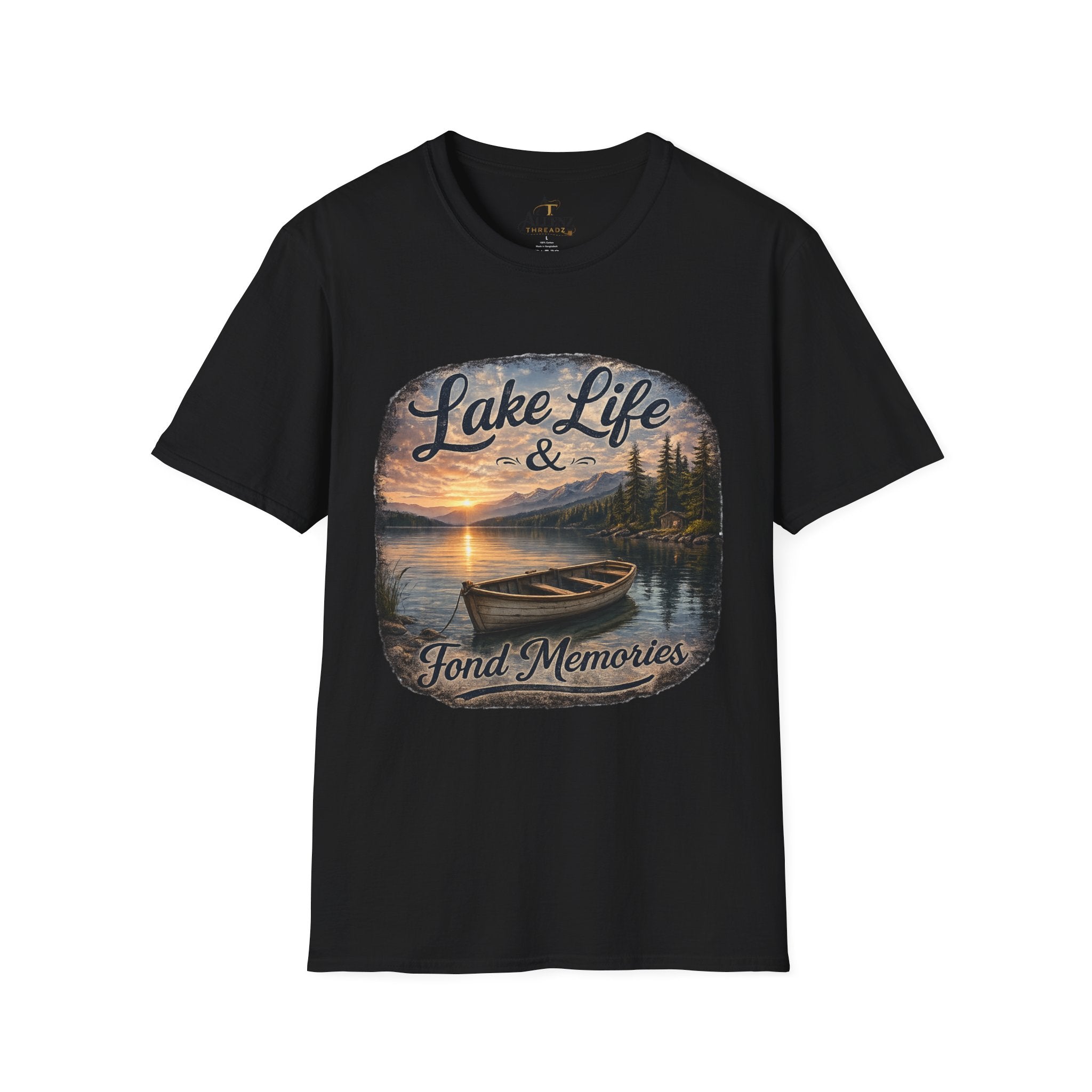 Lake Life T-Shirt — Scenic Sunrise Boat 'Lake Life & Fond Memories'