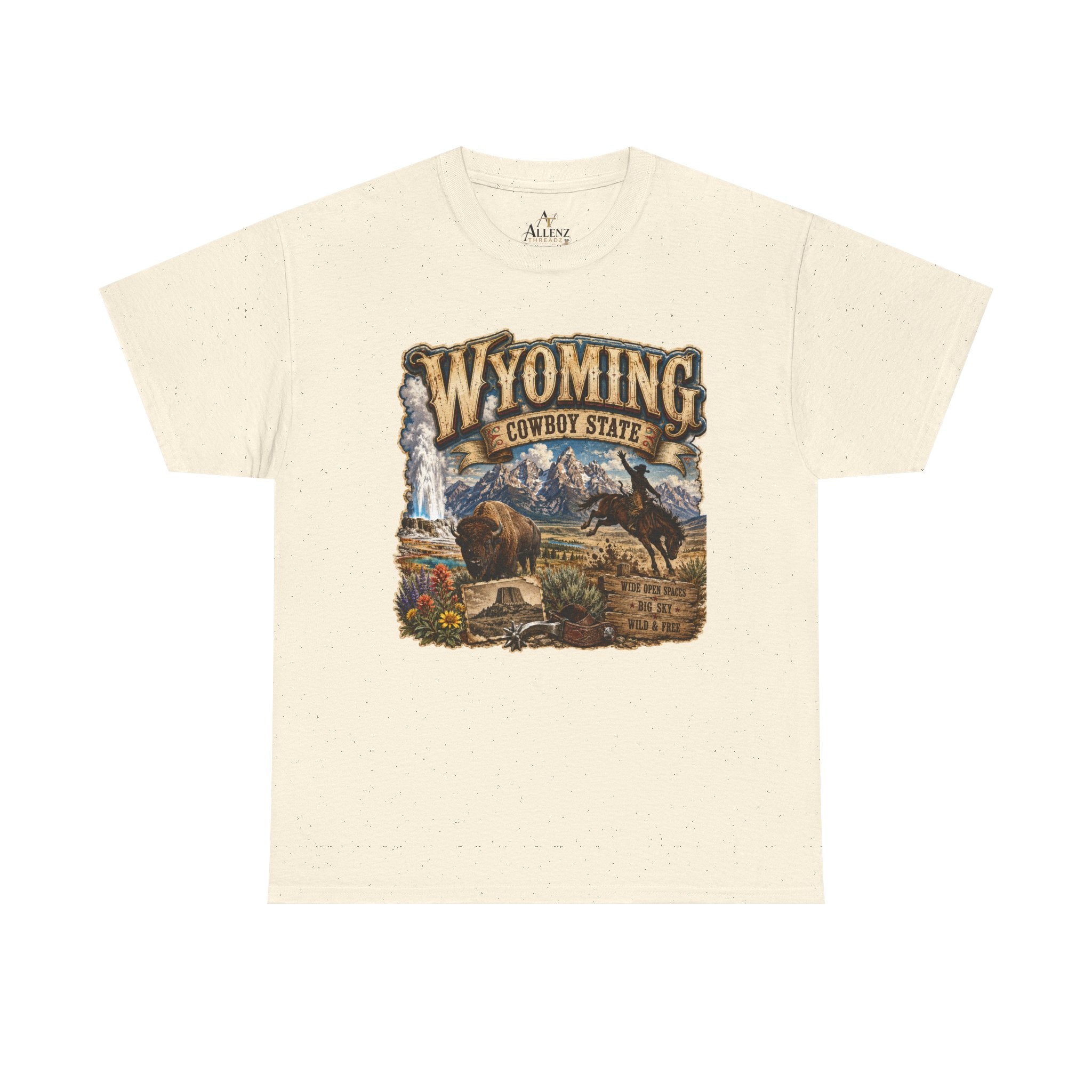Unisex Heavy Cotton Tee🤠🏔️ Wyoming – The Cowboy State 🦬🌄