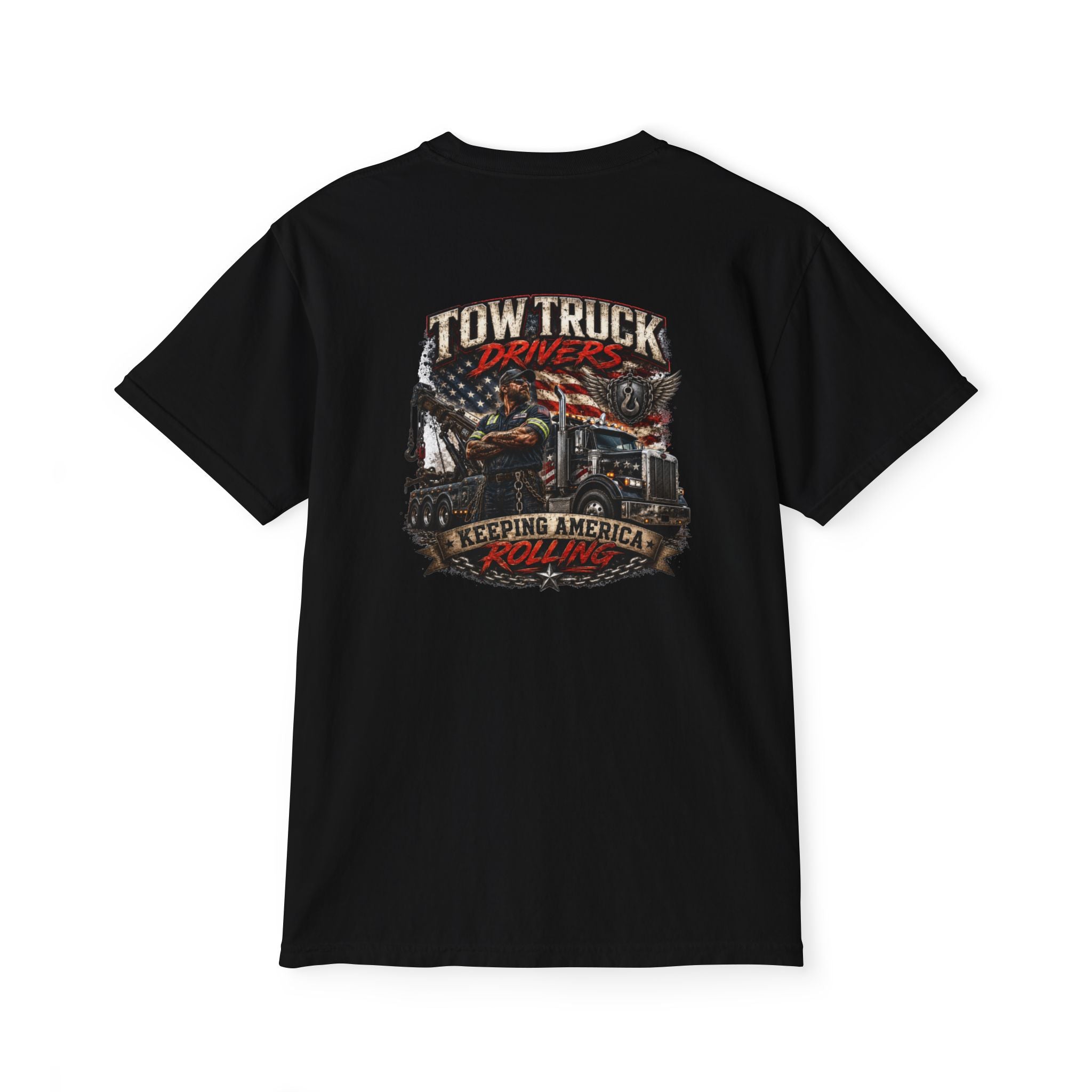 Tow Truck Driver Unisex Garment-Dyed Pocket T-Shirt