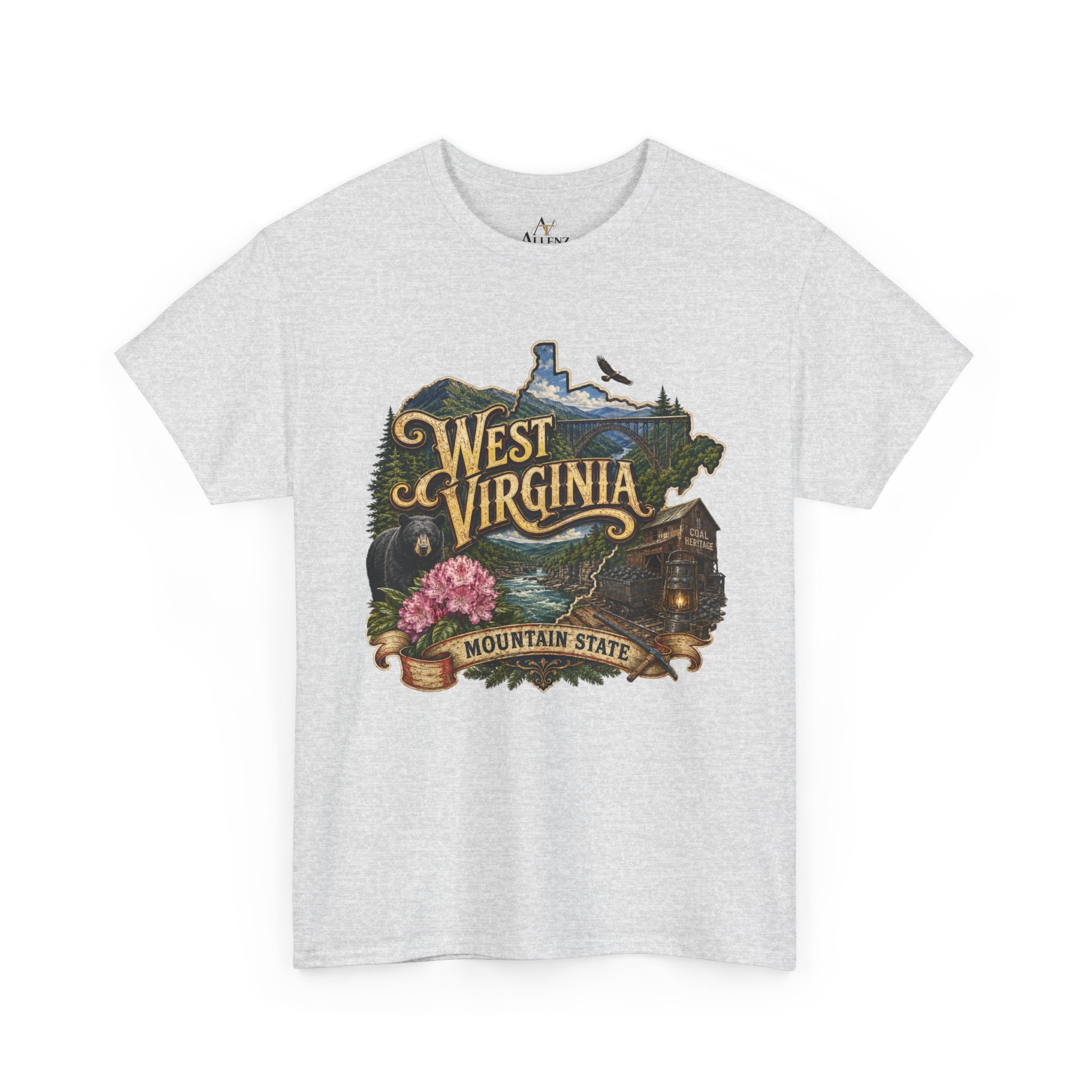 Unisex Heavy Cotton Tee🏔️🖤 West Virginia – Wild and Wonderful Mountain State ⛏️🐻
