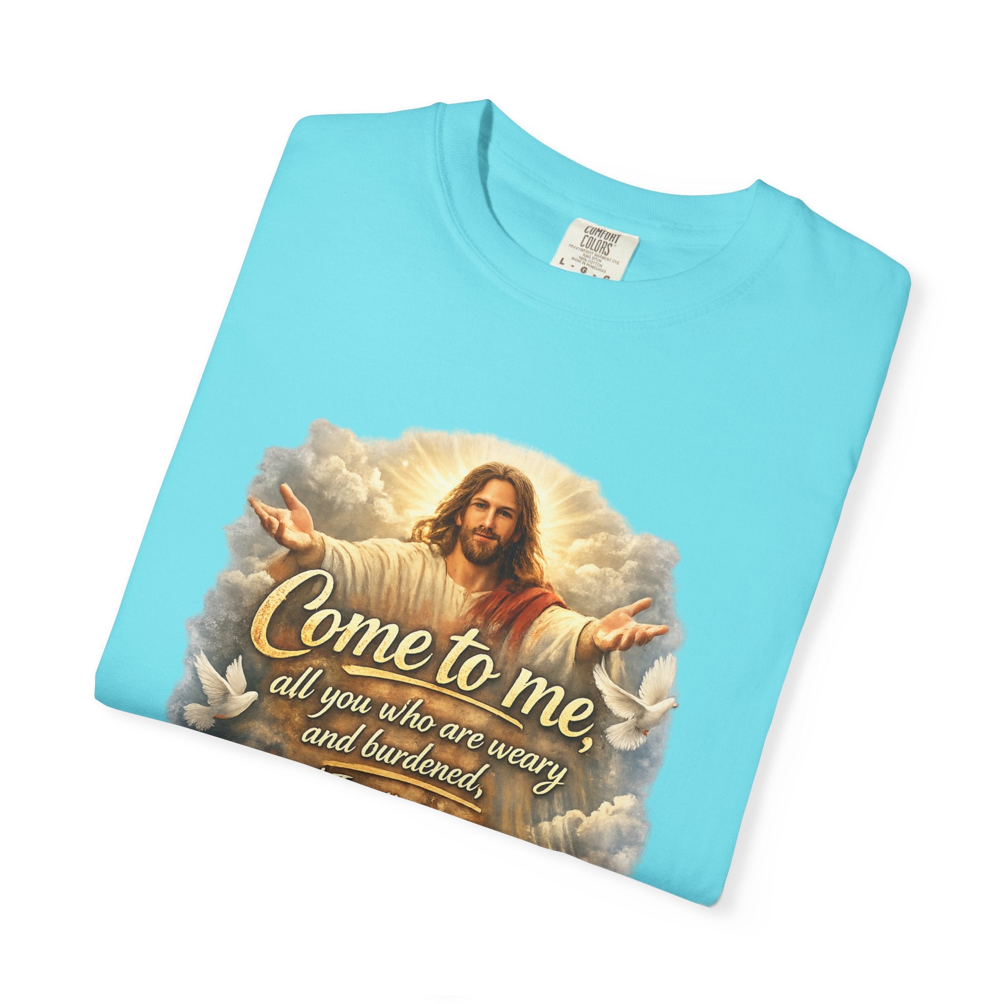 Come to Me Christian T-Shirt — "Come to me... and I will give you REST" Religious Faith Tee