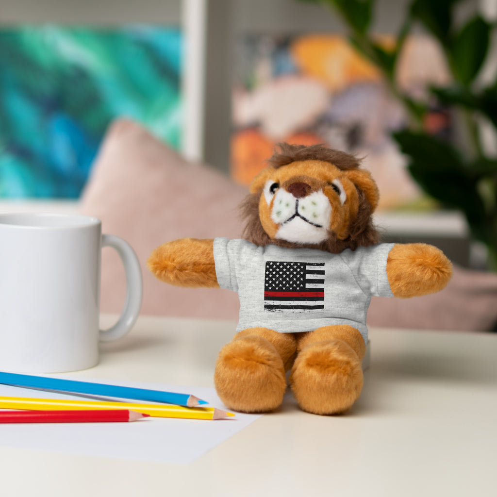 Kids Stuffed Animal with Thin Red line flag Tee