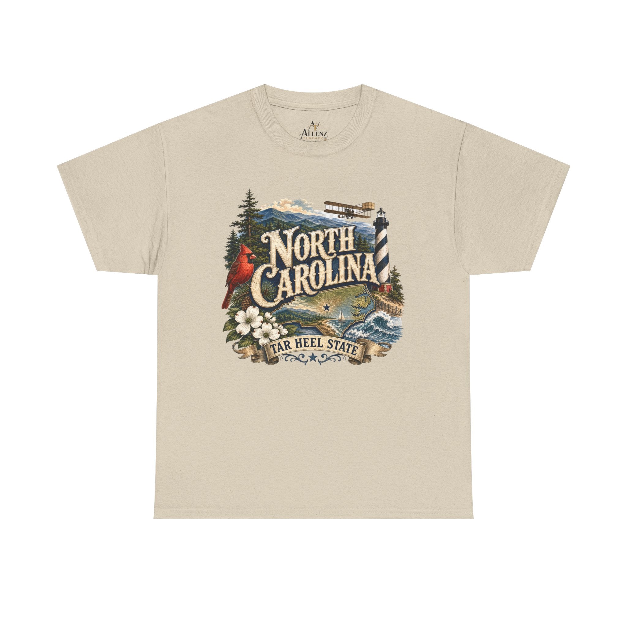 Unisex Heavy Cotton Tee🌲 North Carolina – Coastal Beauty and Mountain Adventure 🌊✈️
