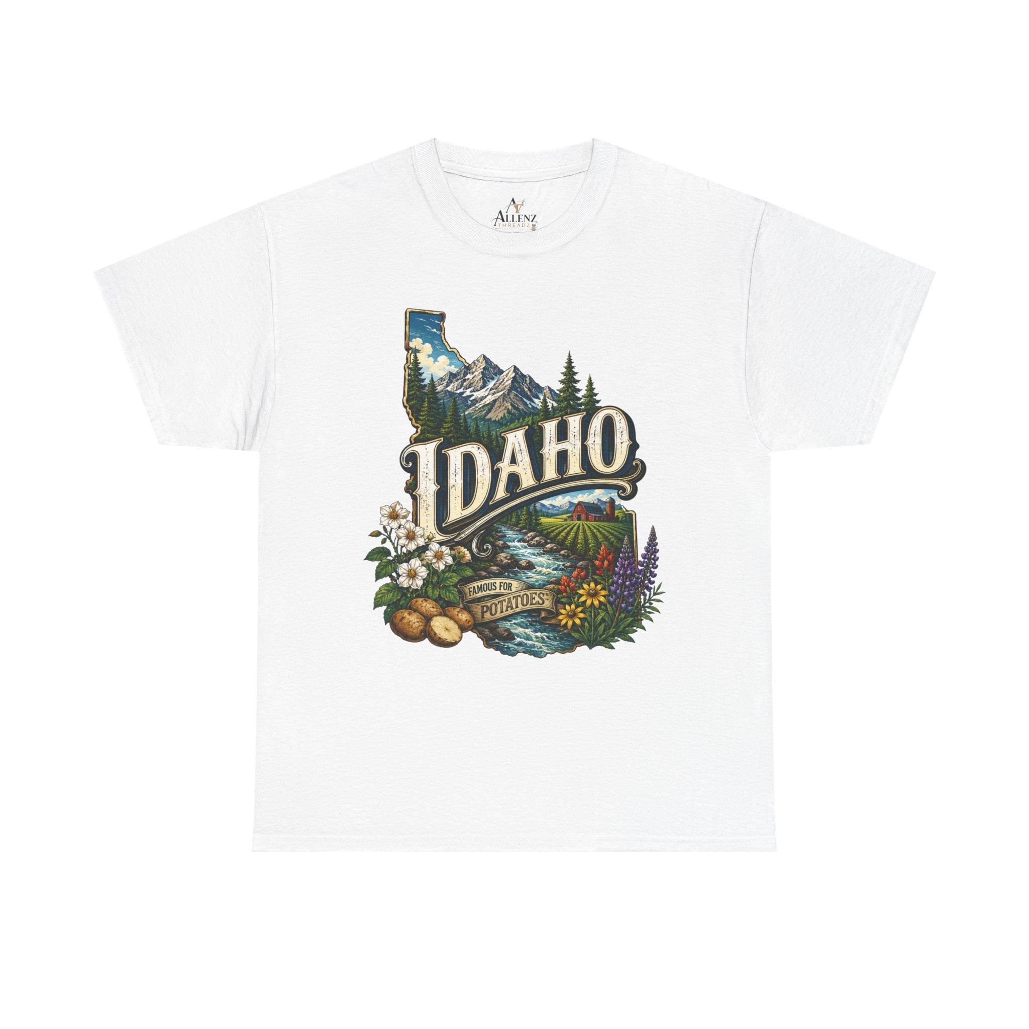 Unisex Heavy Cotton Tee 🥔 Idaho – Mountain Beauty and Rustic Country Charm 🥔