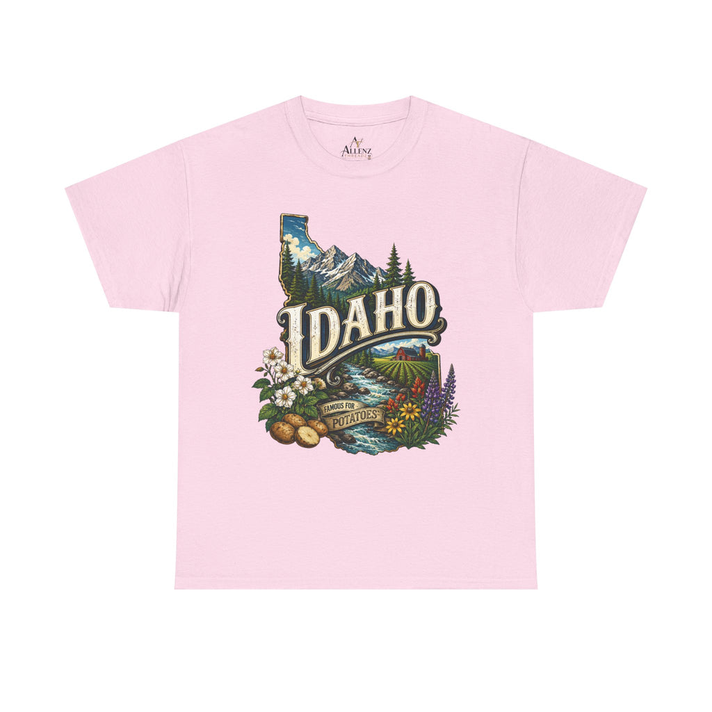 Unisex Heavy Cotton Tee 🥔 Idaho – Mountain Beauty and Rustic Country Charm 🥔