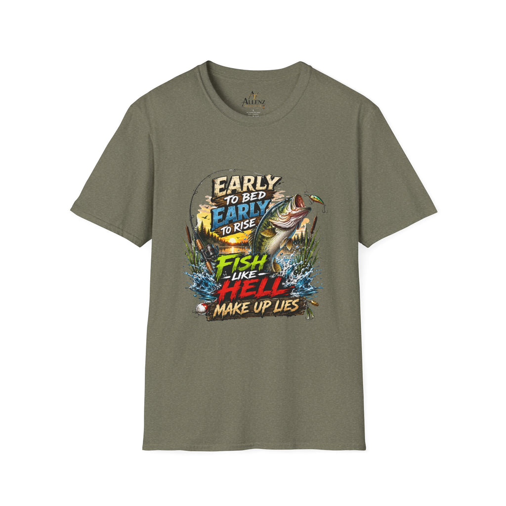 Early To Bed Fishing Unisex Softstyle T-Shirt