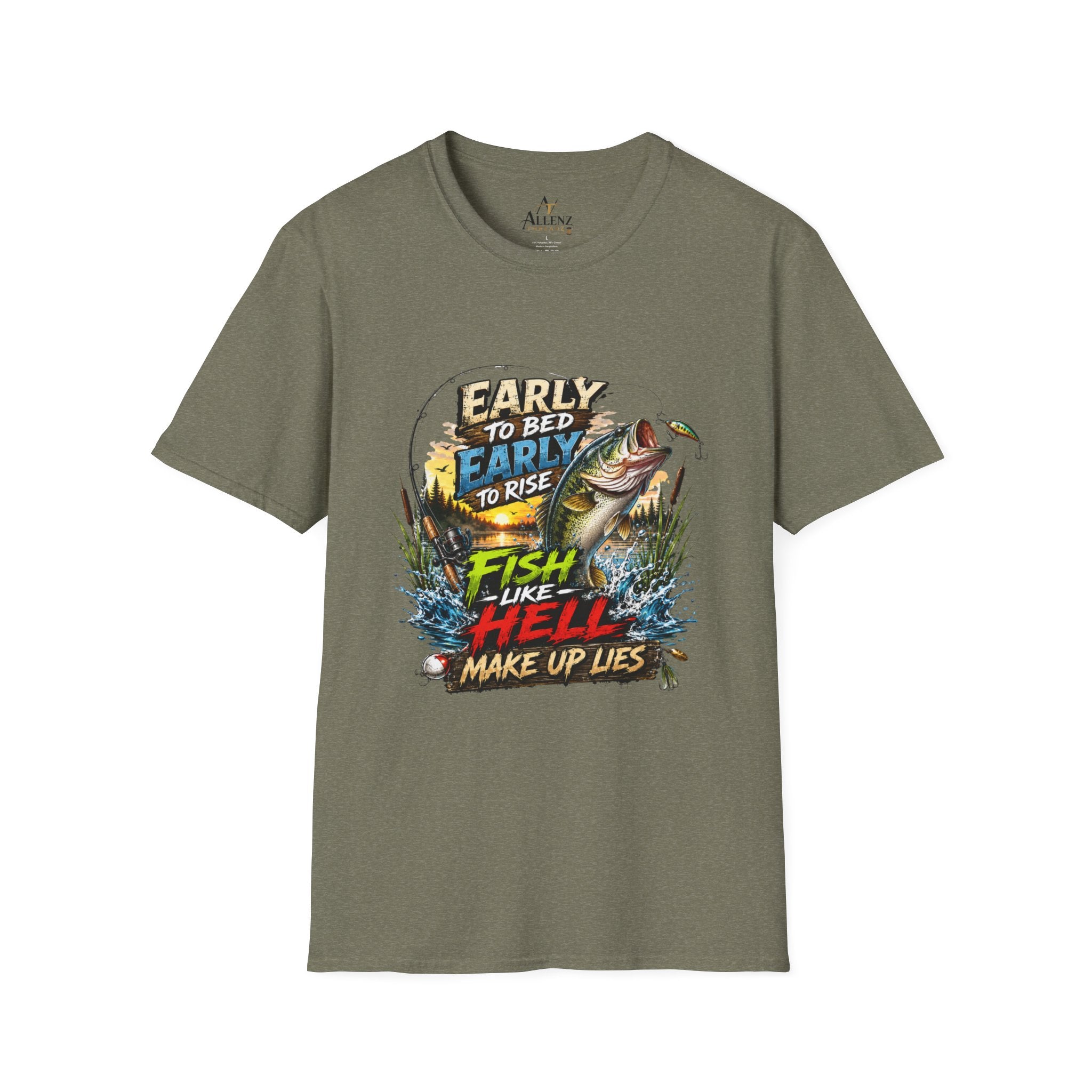 Early To Bed Fishing Unisex Softstyle T-Shirt