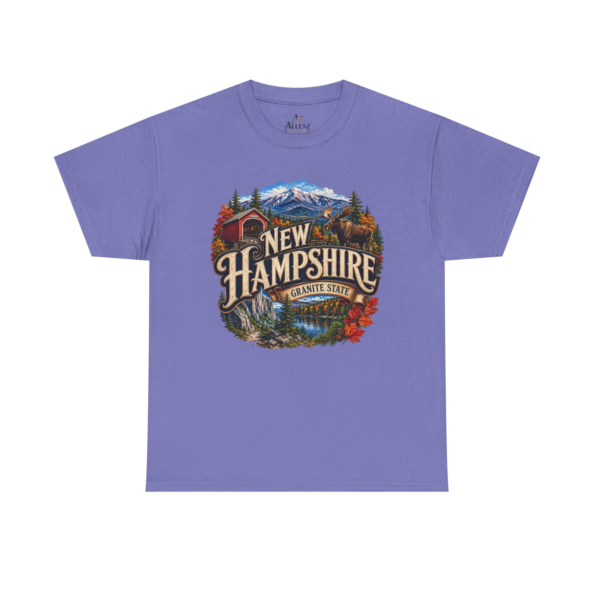 Unisex Heavy Cotton Tee🏔️ New Hampshire – Granite State Adventure and Autumn Beauty 🍁🫎