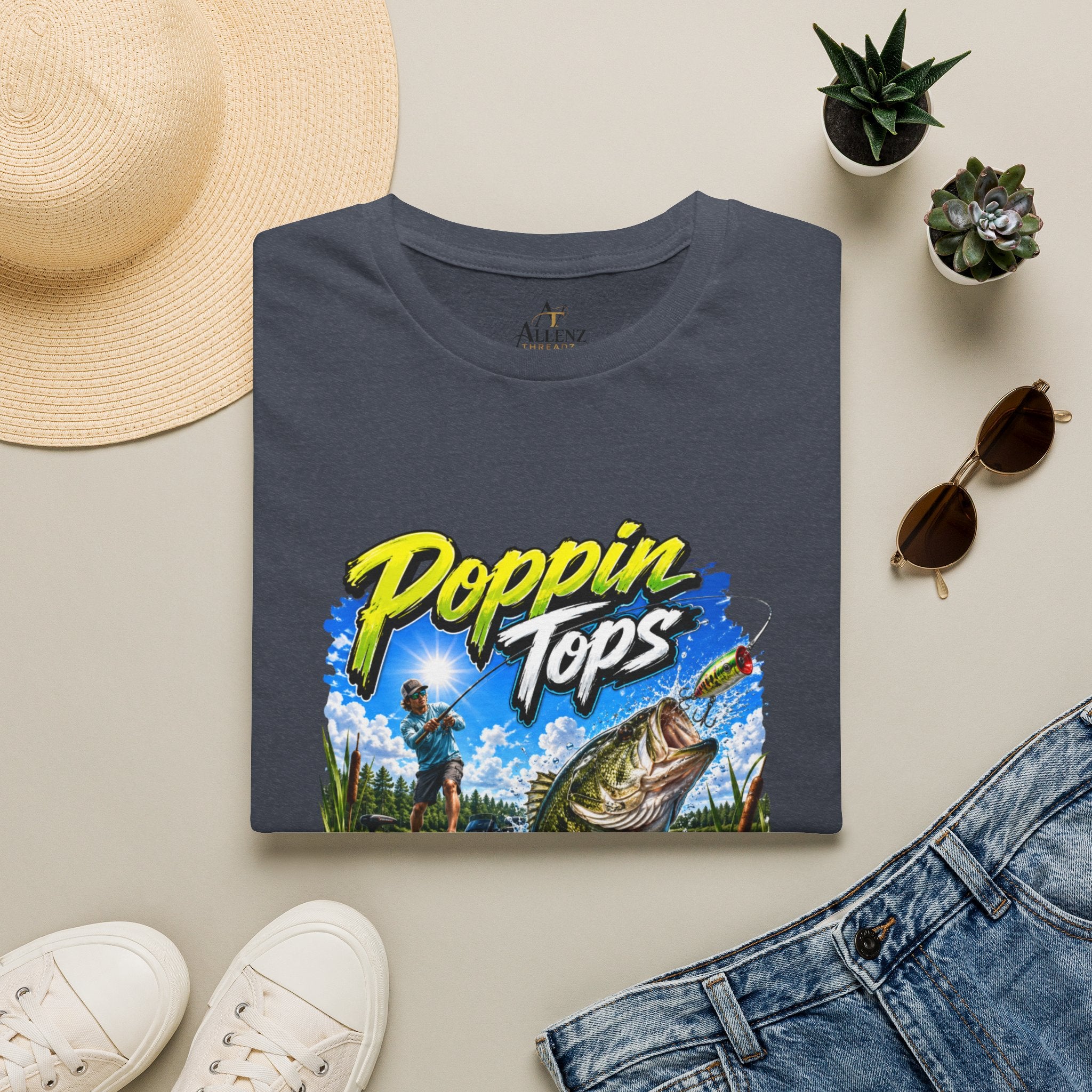 Poppin Tops Rippin Lips Fishing Shirt Unisex Softstyle T-Shirt