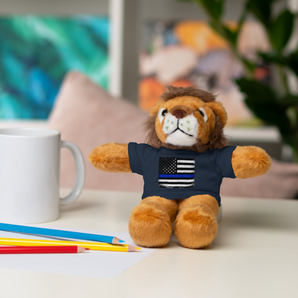 Kids Stuffed Animal with Thin Blue line flag Tee