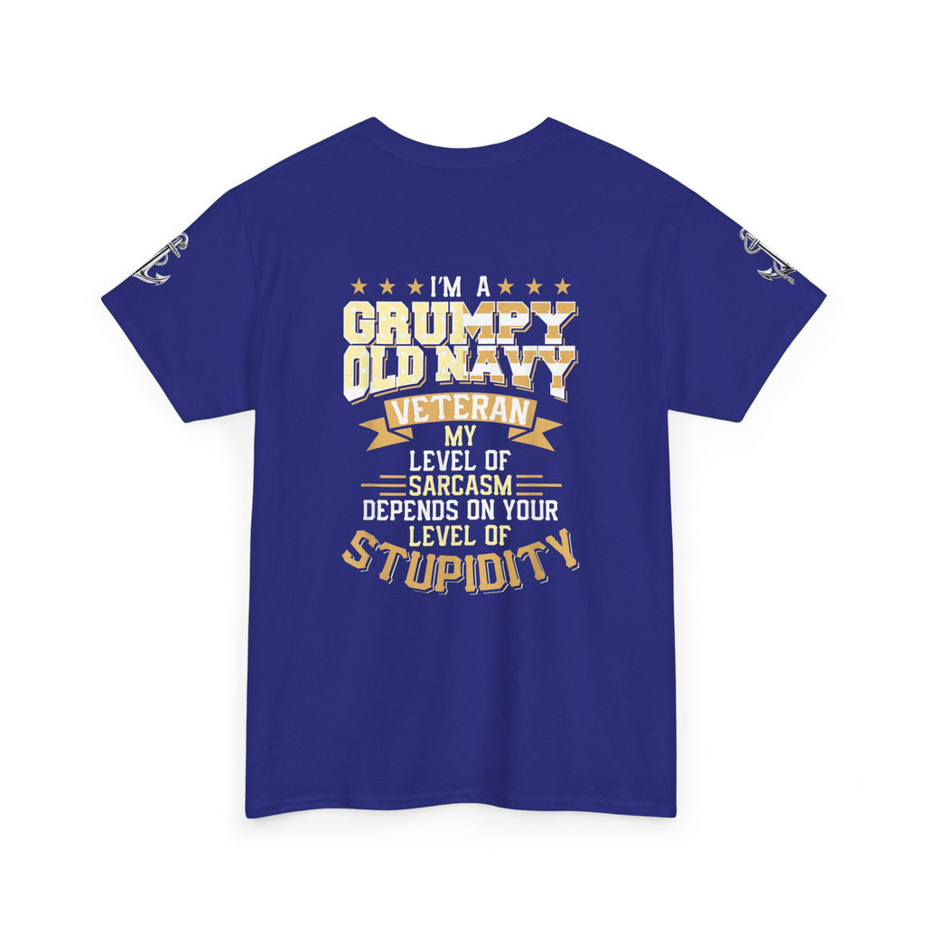 Unisex Heavy Cotton Tee⚓ “I’m A Grumpy Old Navy Veteran” Funny Veteran Shirt ⚓