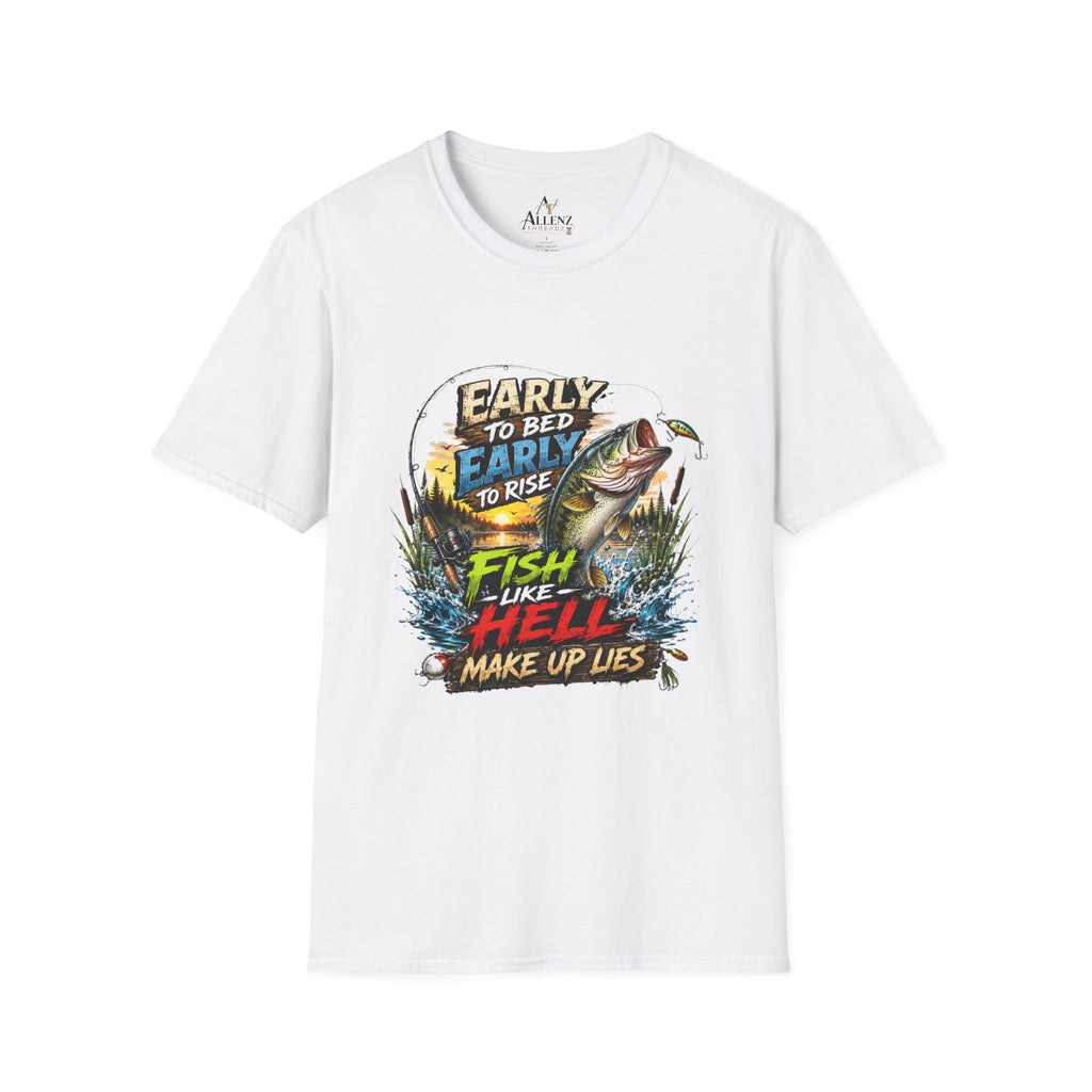 Early To Bed Fishing Unisex Softstyle T-Shirt