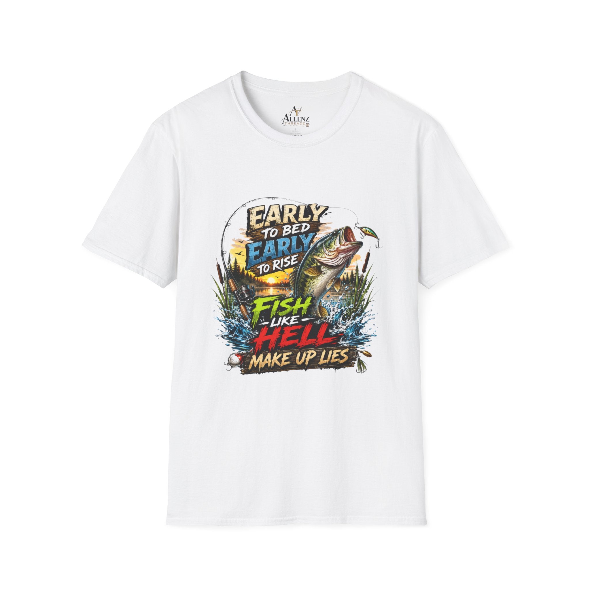 Early To Bed Fishing Unisex Softstyle T-Shirt