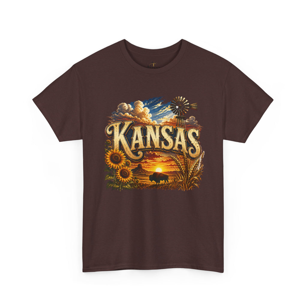 Unisex Heavy Cotton Tee 🌻 Kansas – Wide Open Skies and Heartland Heritage 🌻