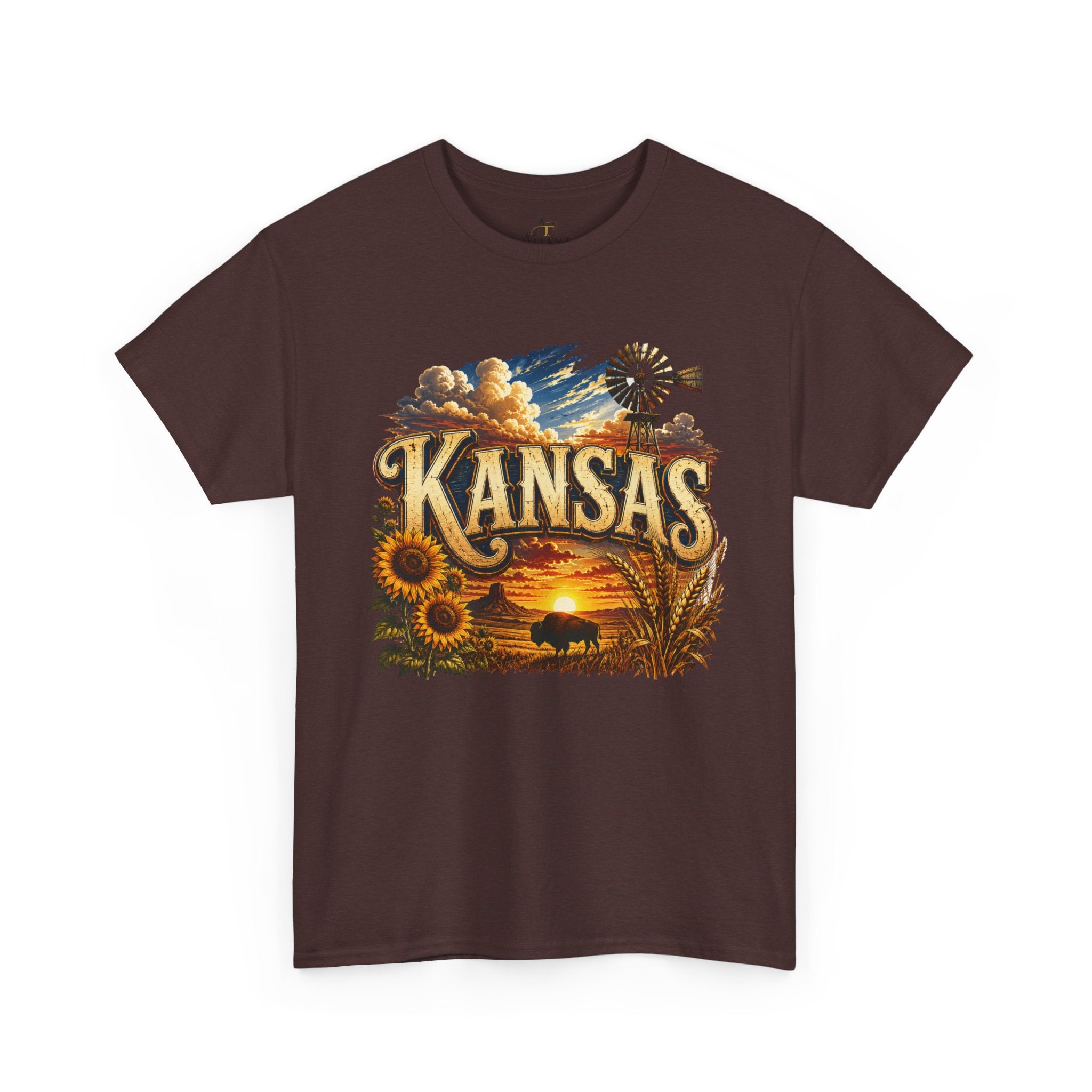 Unisex Heavy Cotton Tee 🌻 Kansas – Wide Open Skies and Heartland Heritage 🌻
